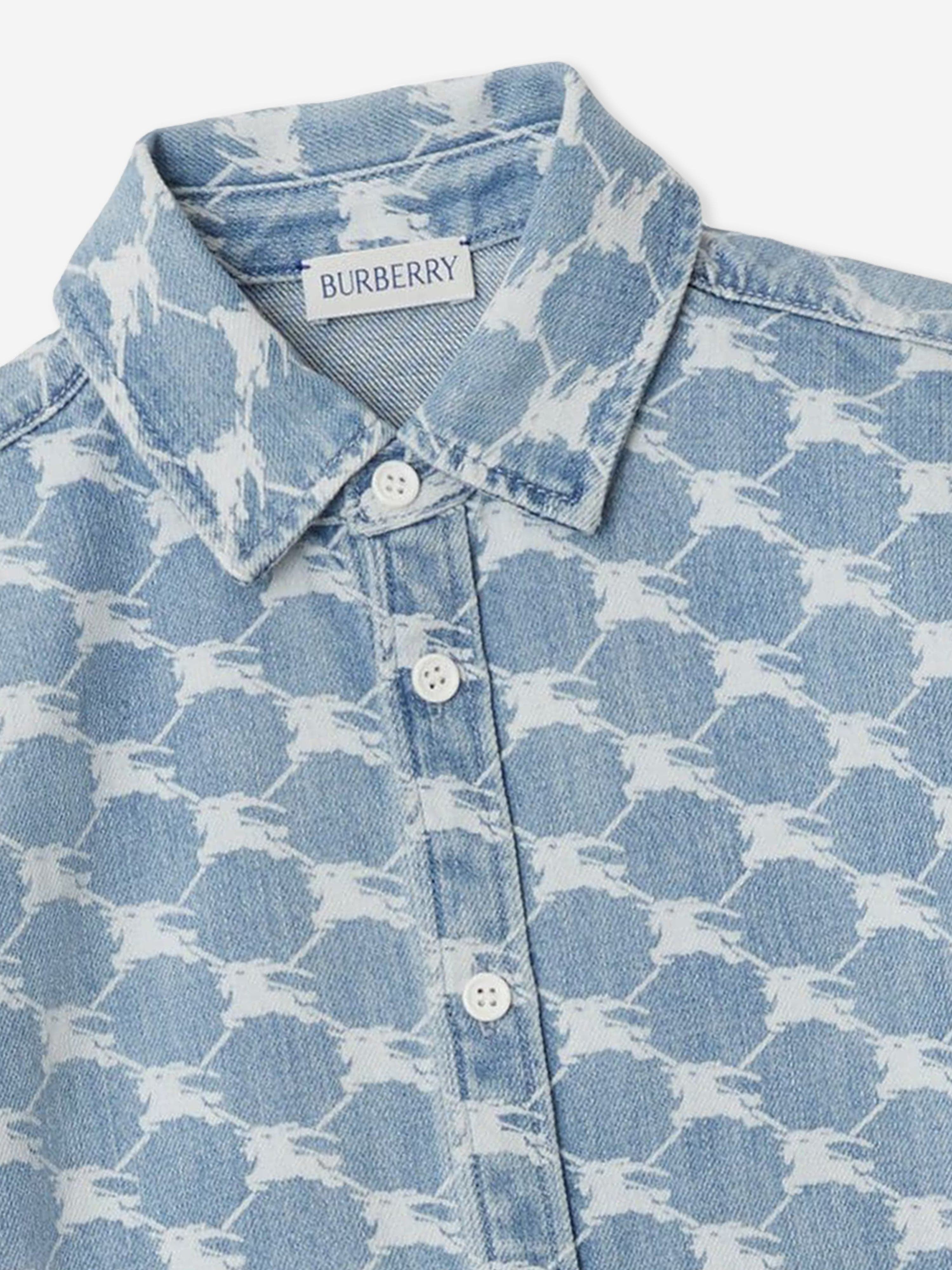 Burberry Boys Short Sleeve Alan Shirt in Blue