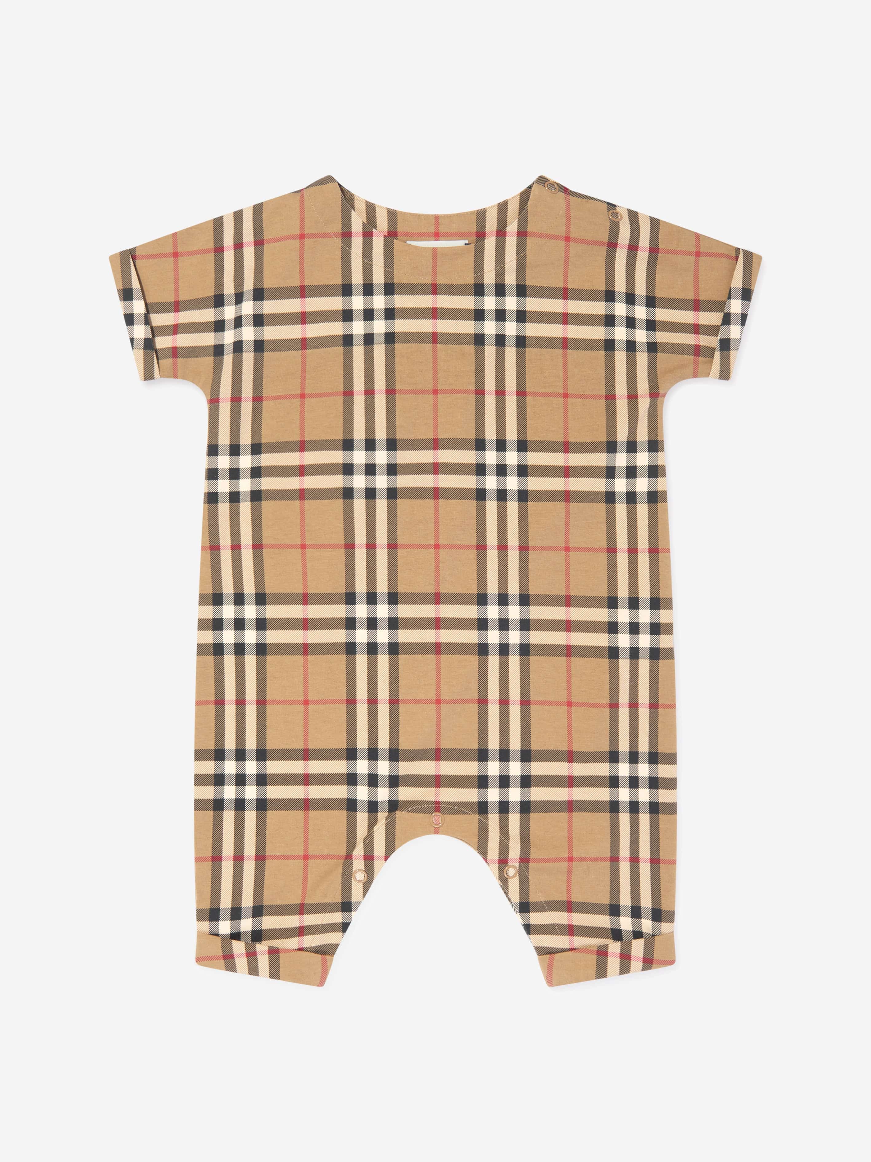 Burberry Baby Archive Check Lennox Romper in Beige