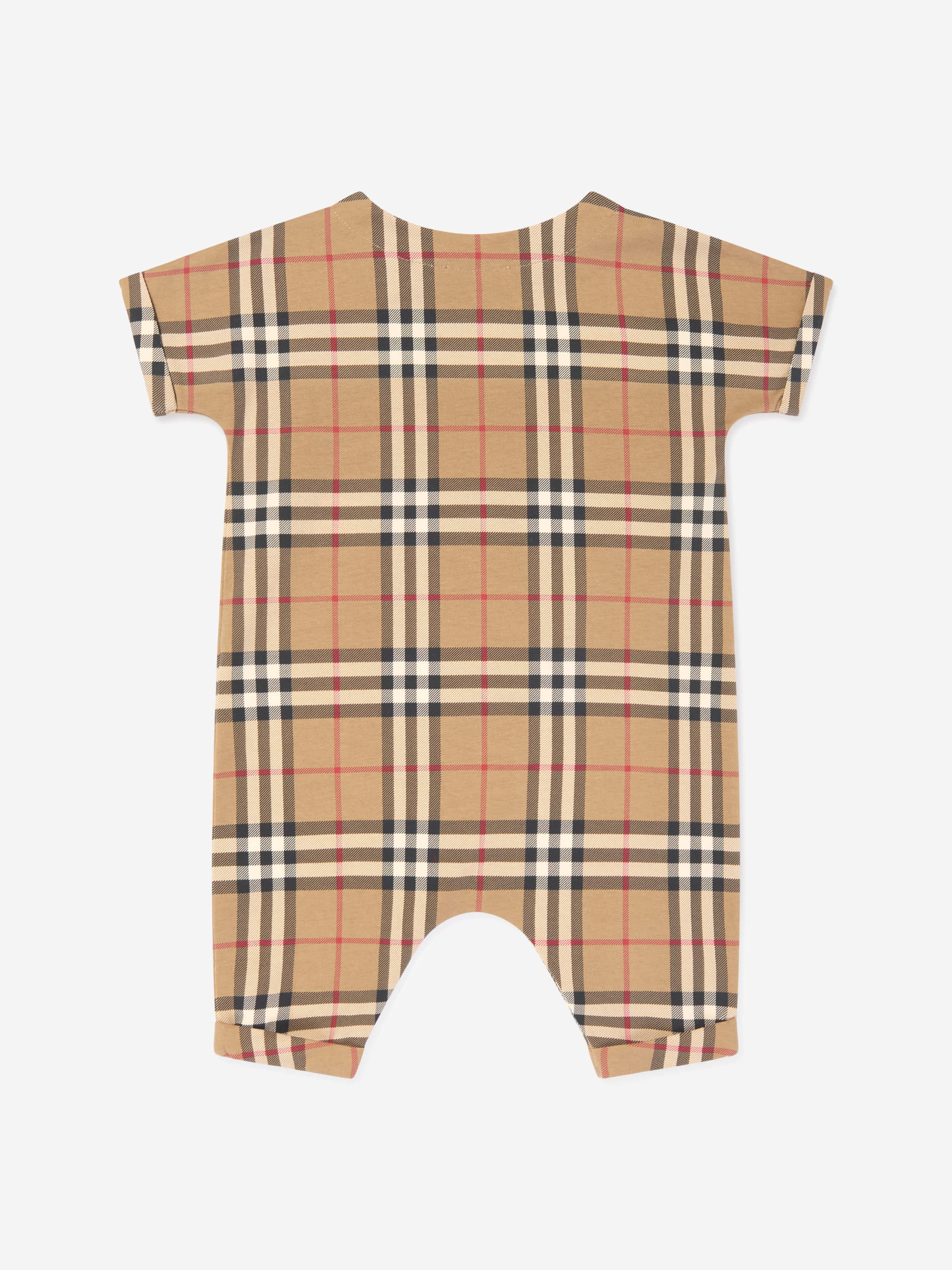 Burberry Baby Archive Check Lennox Romper in Beige