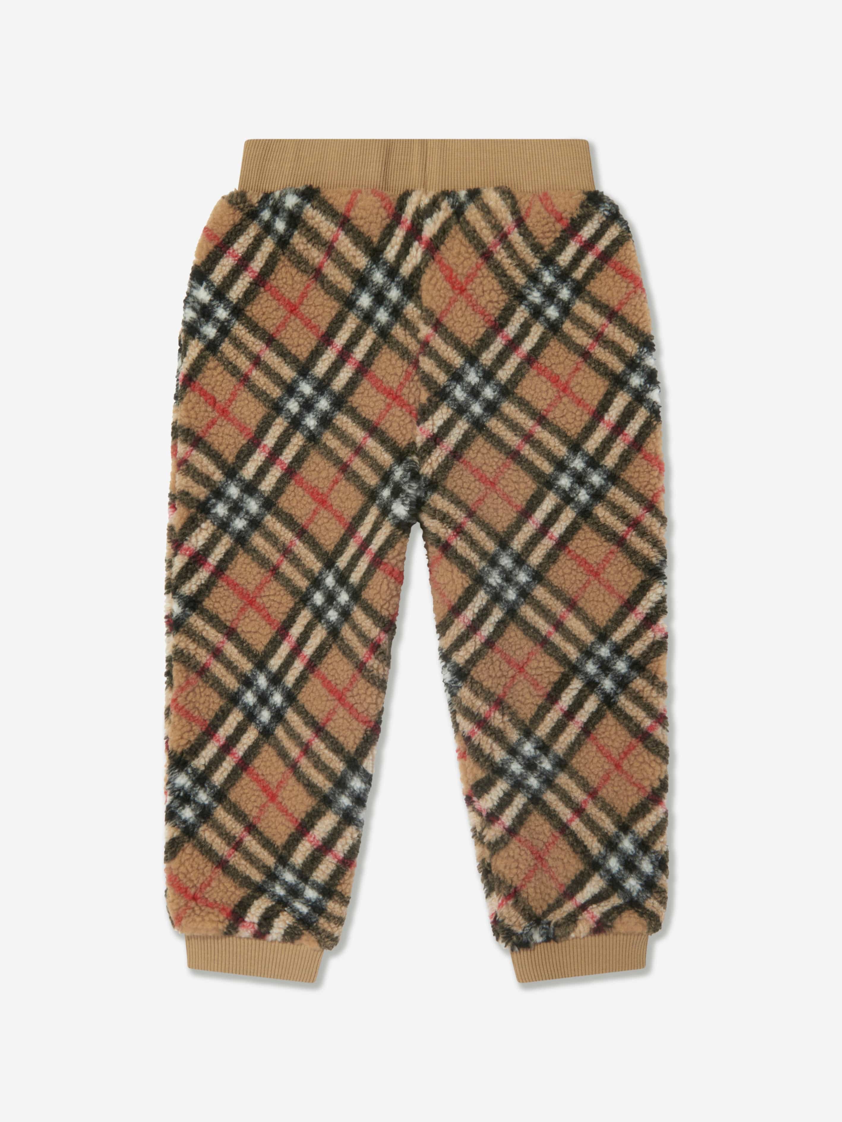 Burberry Kids Archive Check Fleece Joggers in Beige