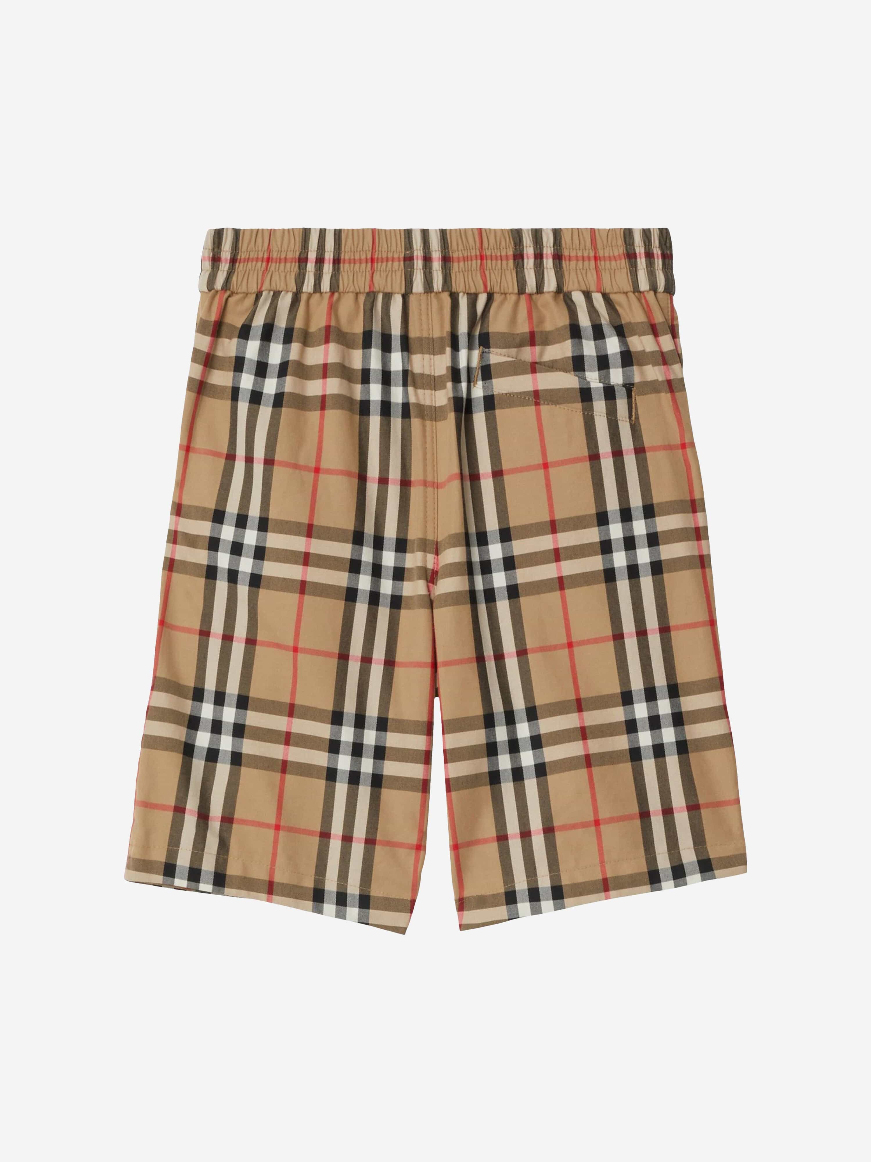 Burberry Boys Vintage Check Hal Shorts in Beige