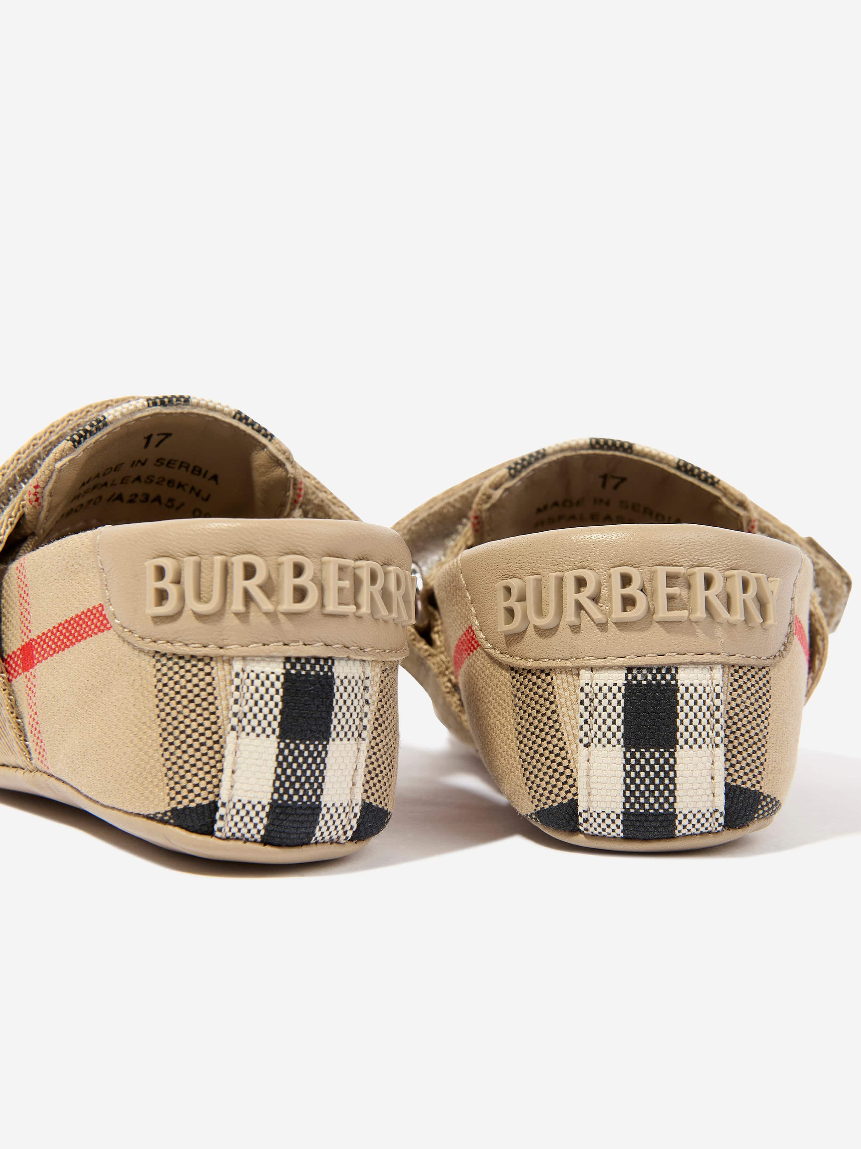 Burberry Baby Girls Check Josie Pre Walkers in Beige