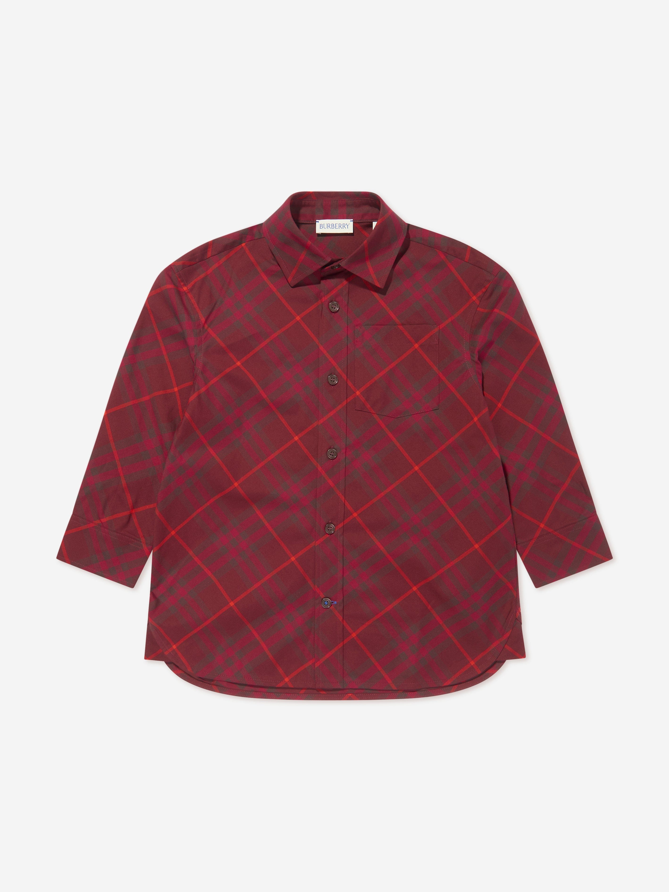 Burberry Boys Check Angelo Shirt in Red