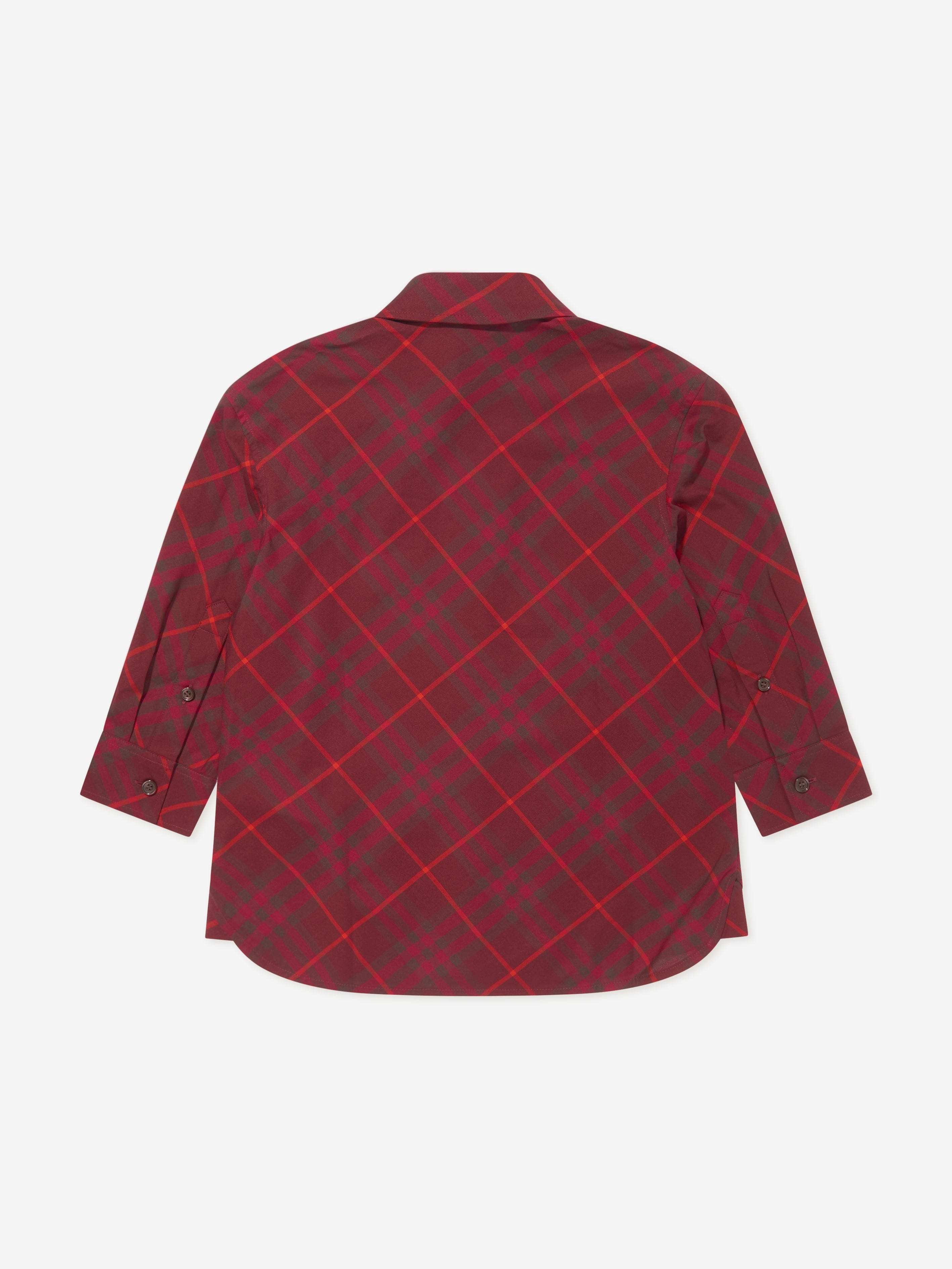 Burberry Boys Check Angelo Shirt in Red