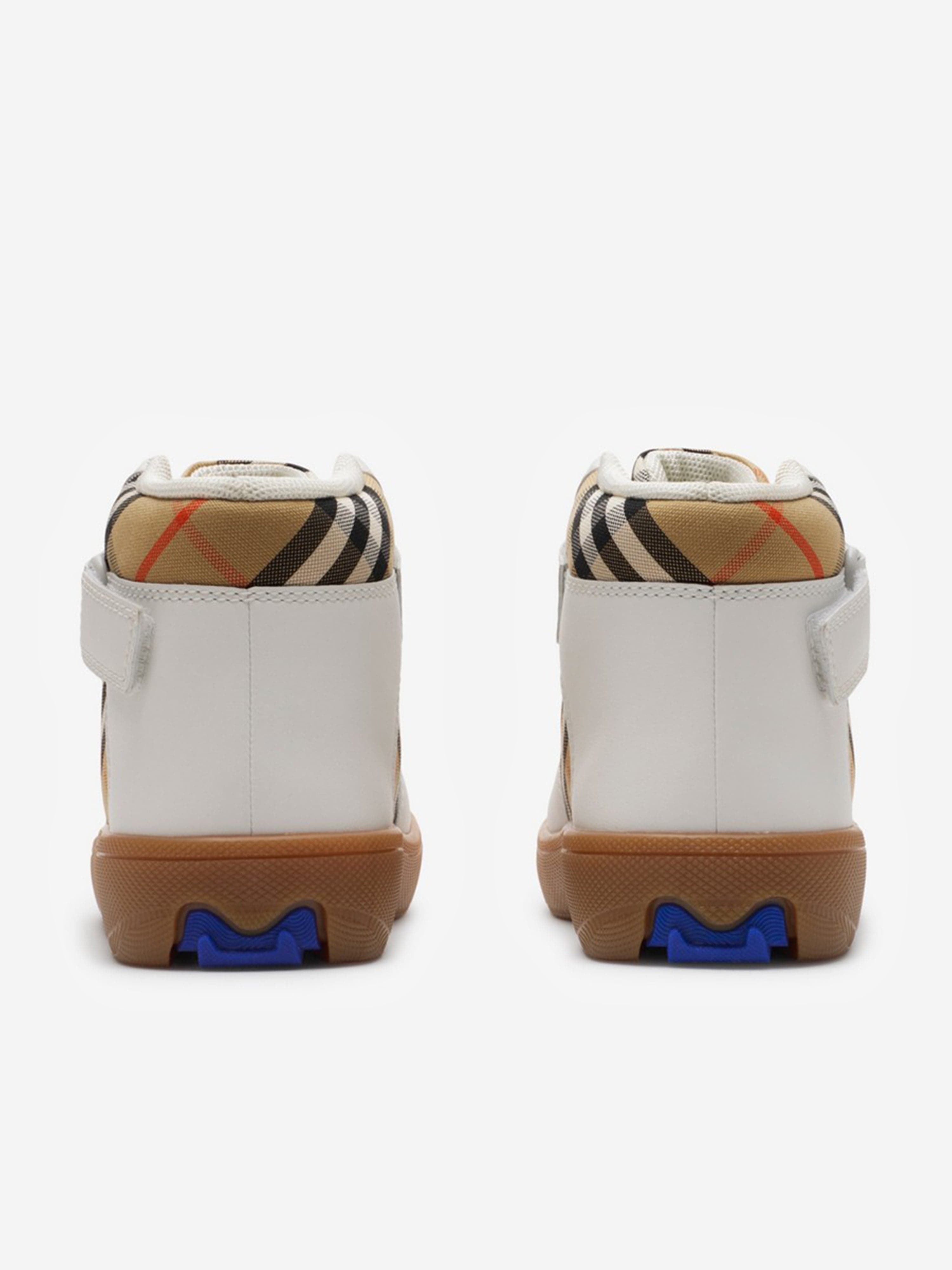 Burberry Kids Sheldon Check Trainers in White