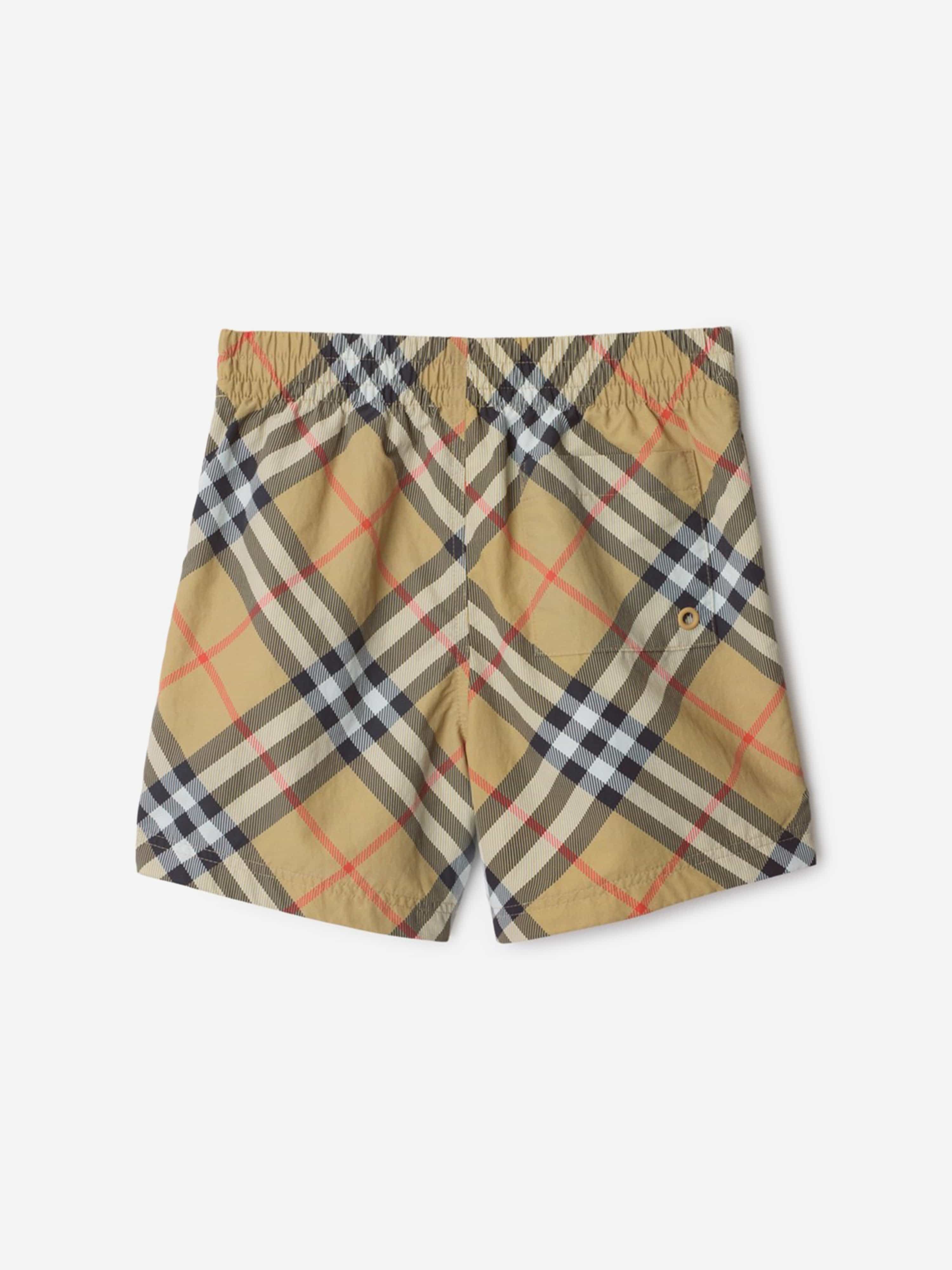 Burberry Boys Check Atticus Swim Shorts in Beige