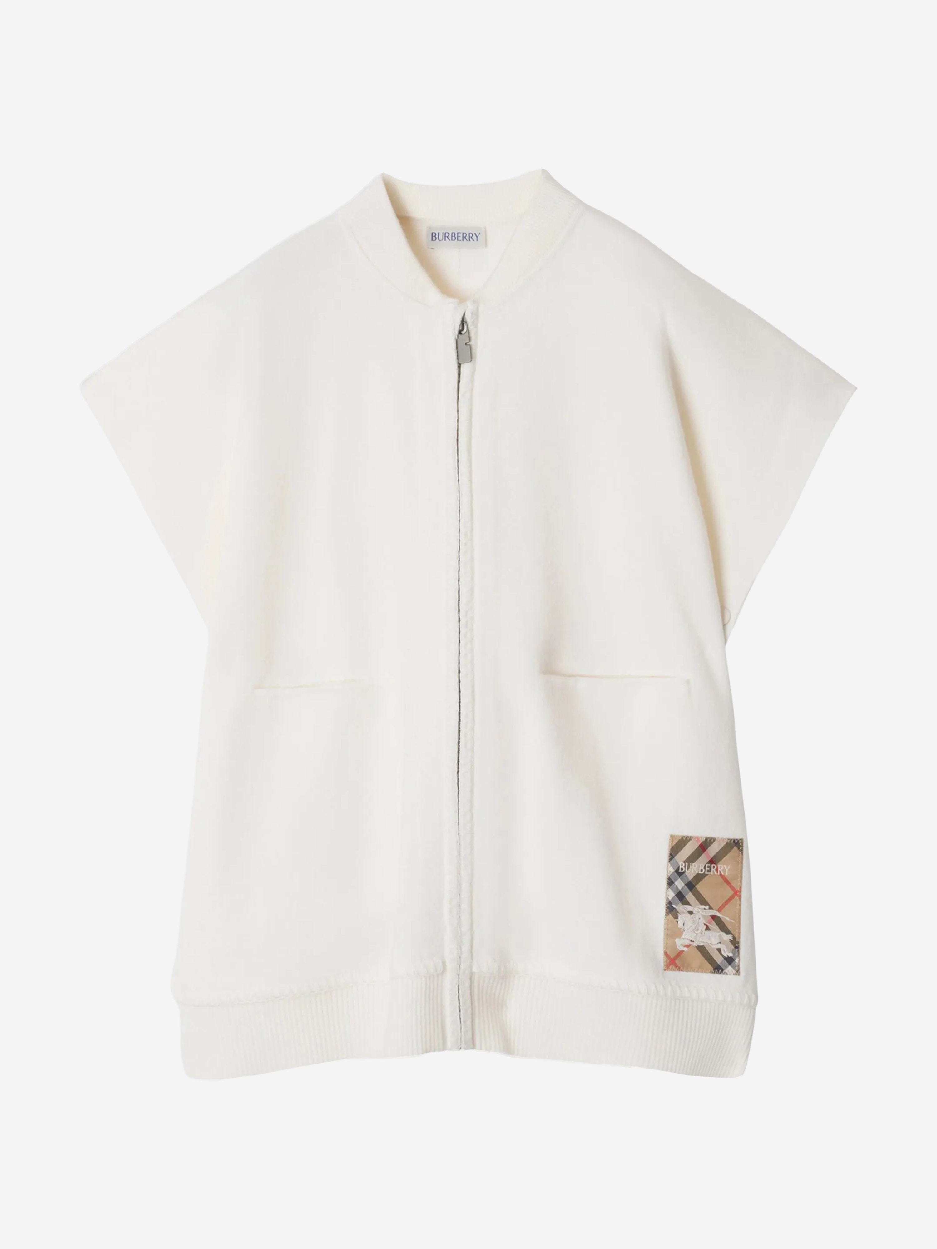 Burberry Girls Wool EKD Cape in Ivory
