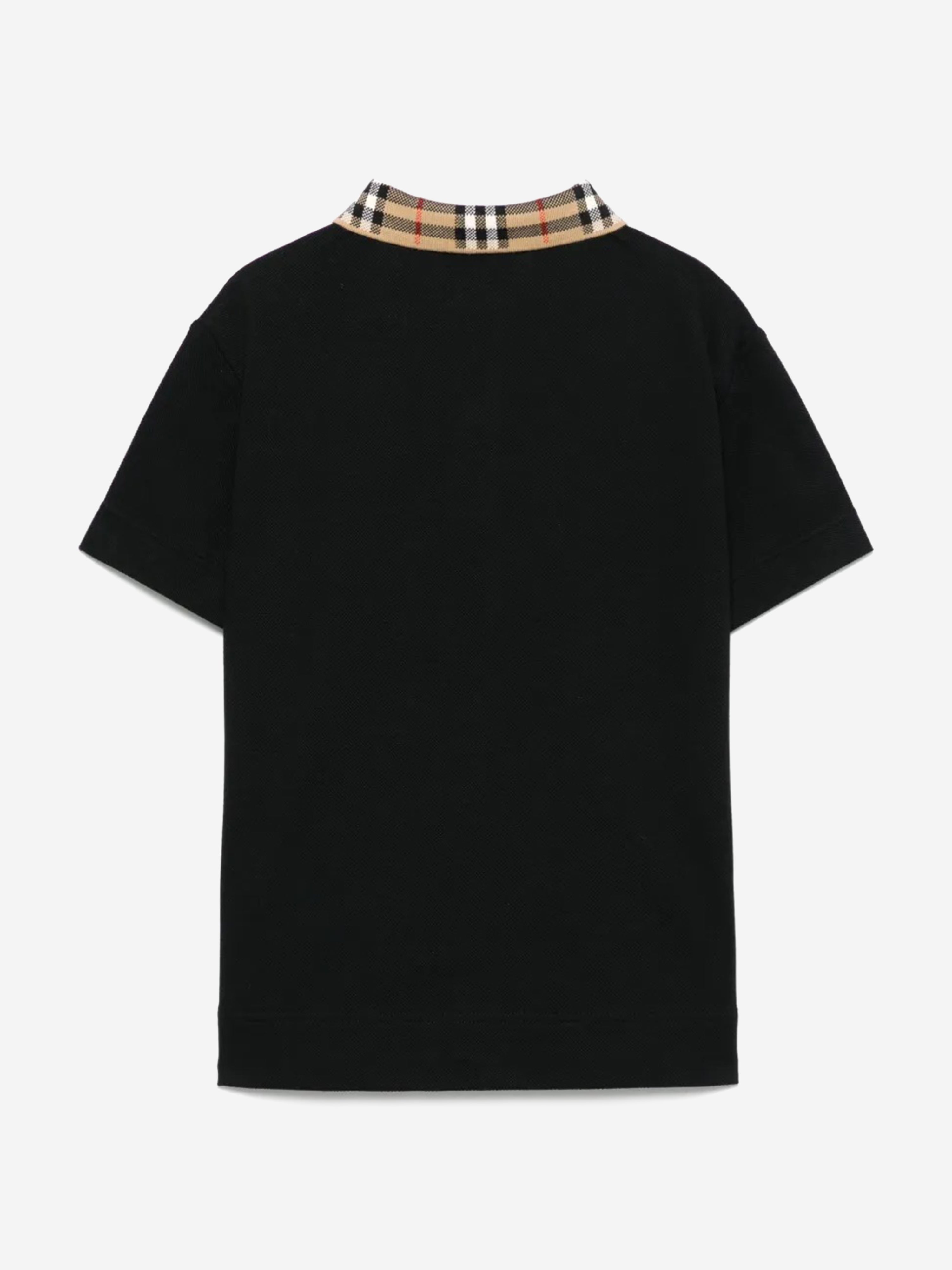 Burberry Boys Johane Check Collar Polo Shirt in Black