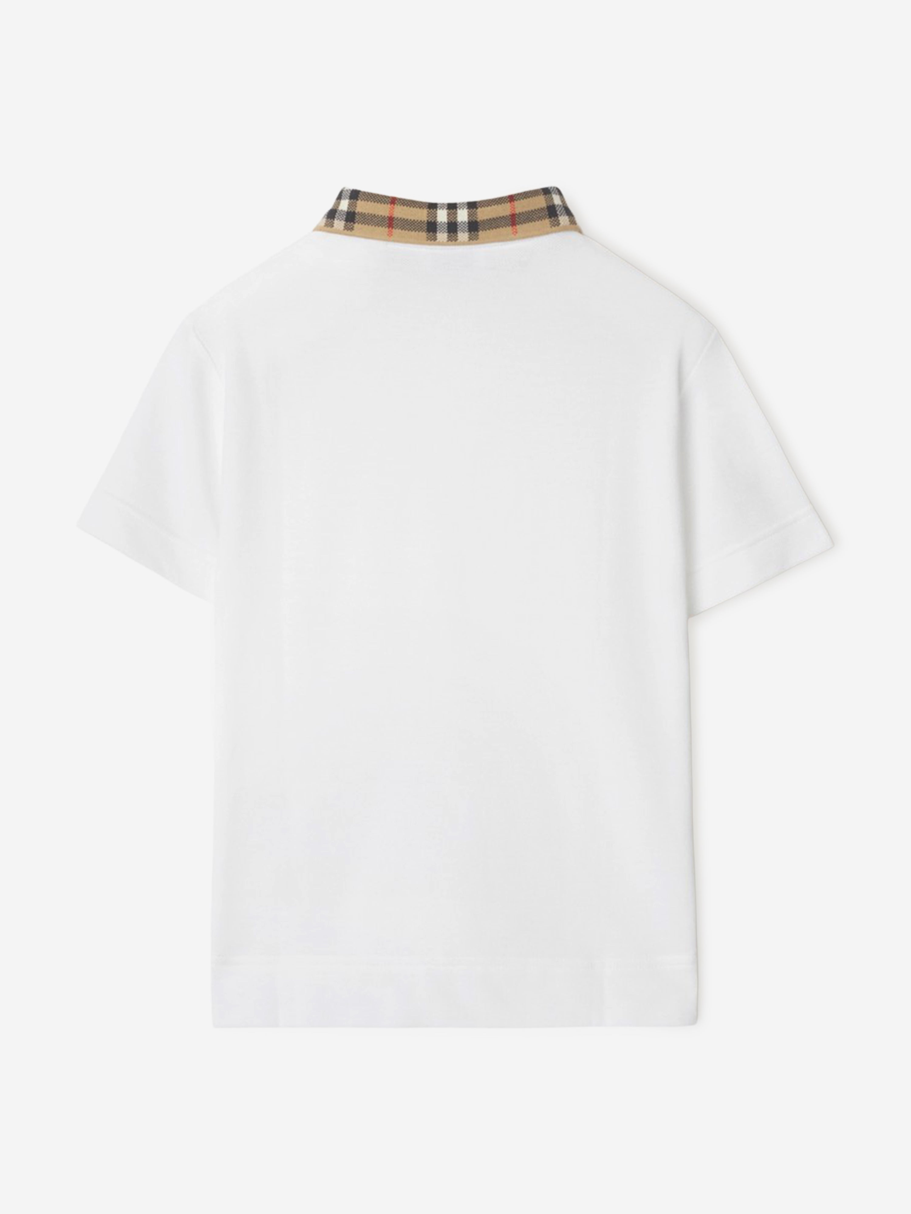 Burberry Boys Johane Check Collar Polo Shirt in White
