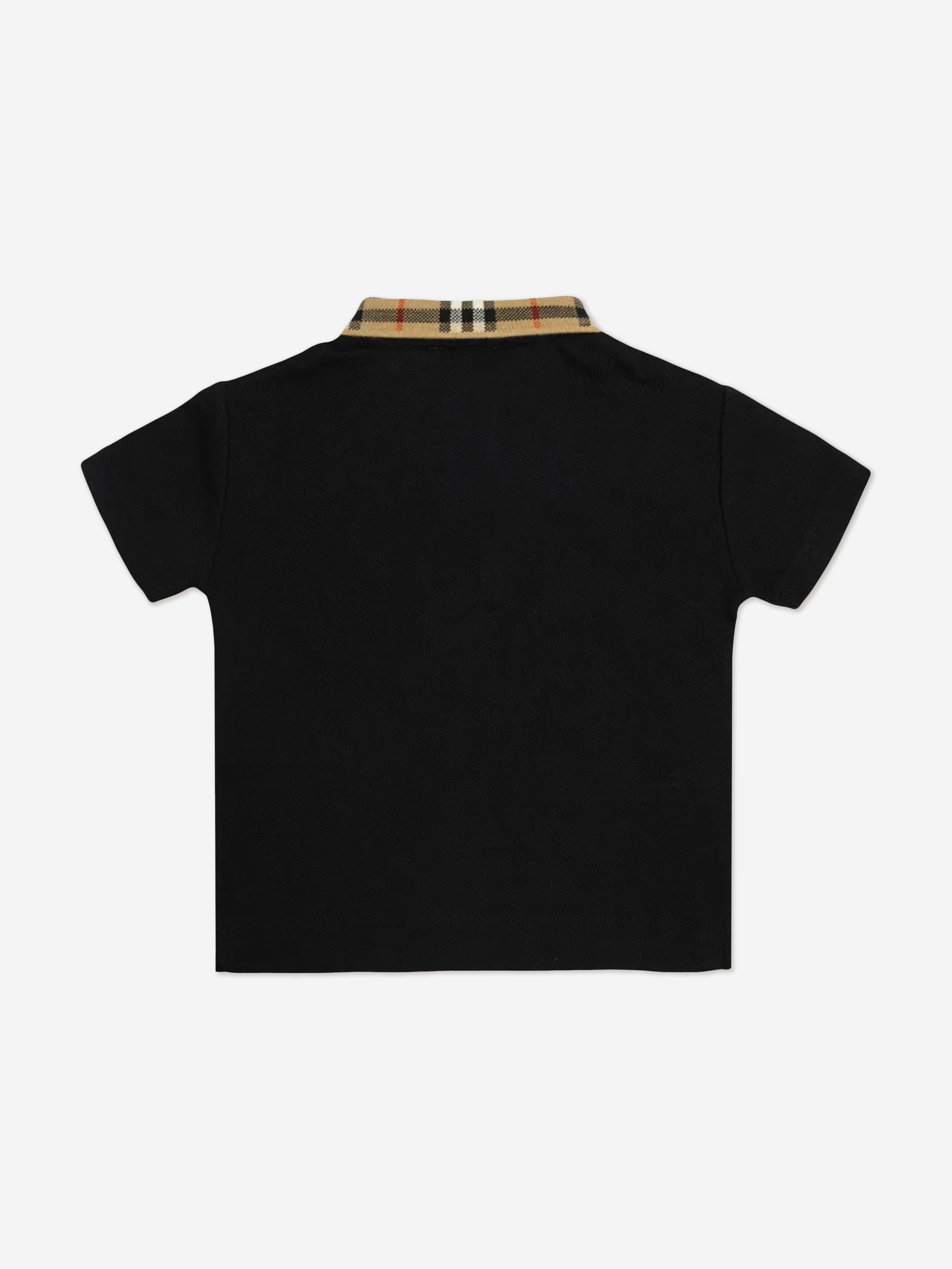 Burberry Baby Boys Johane Check Collar Polo Shirt in Black