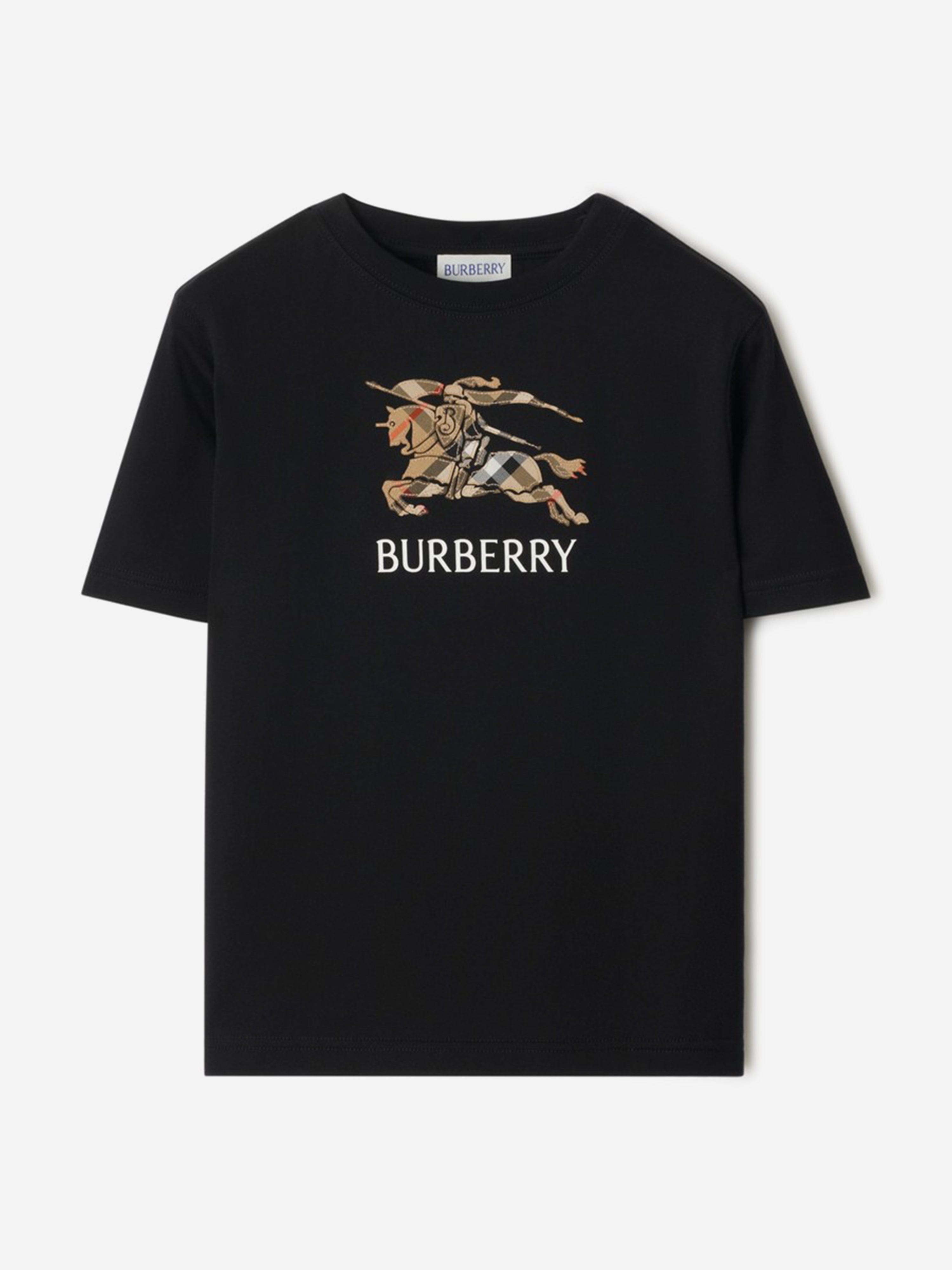 Burberry Boys Cedar Check EKD T-Shirt in Black