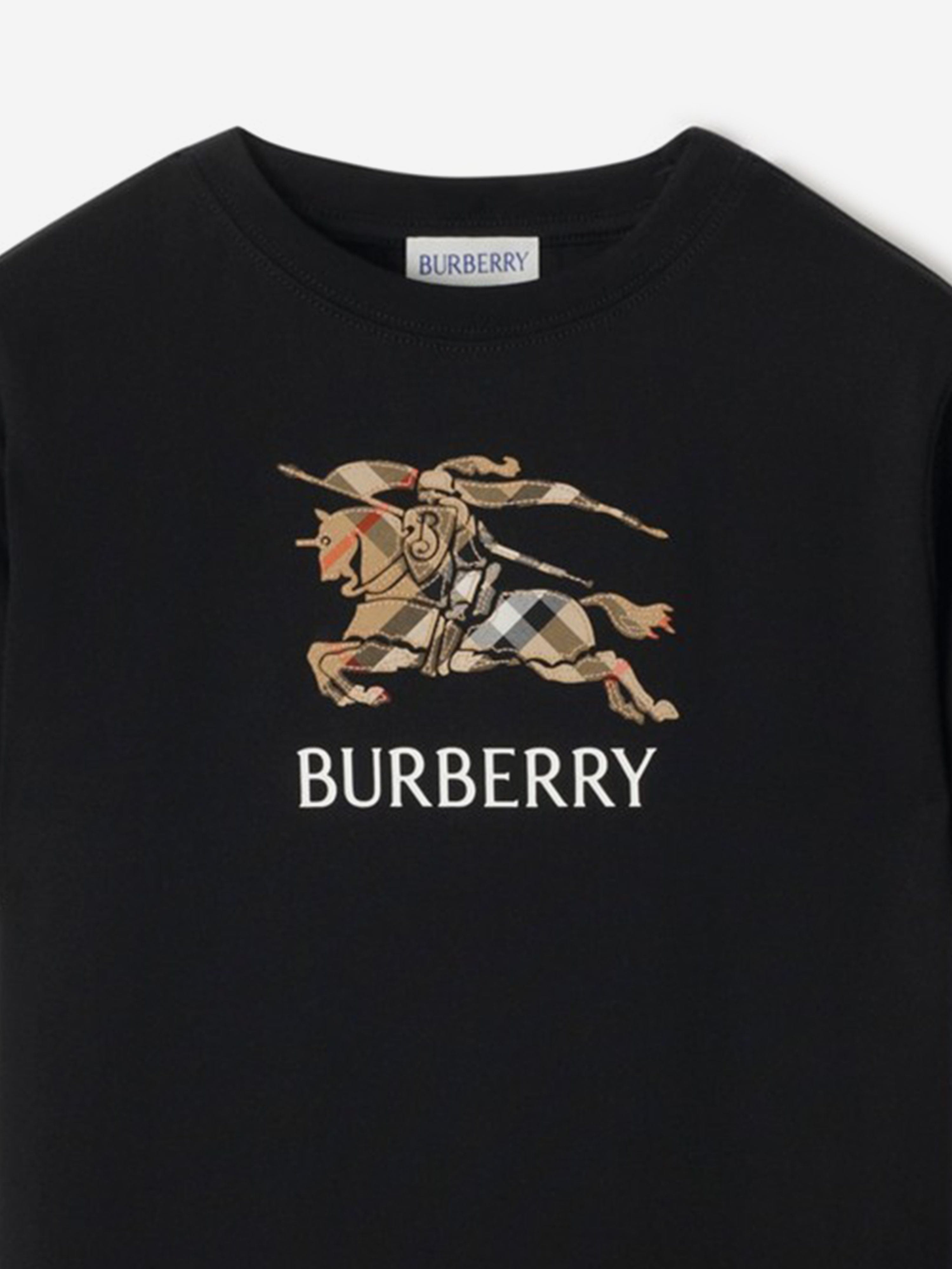 Burberry Boys Cedar Check EKD T-Shirt in Black