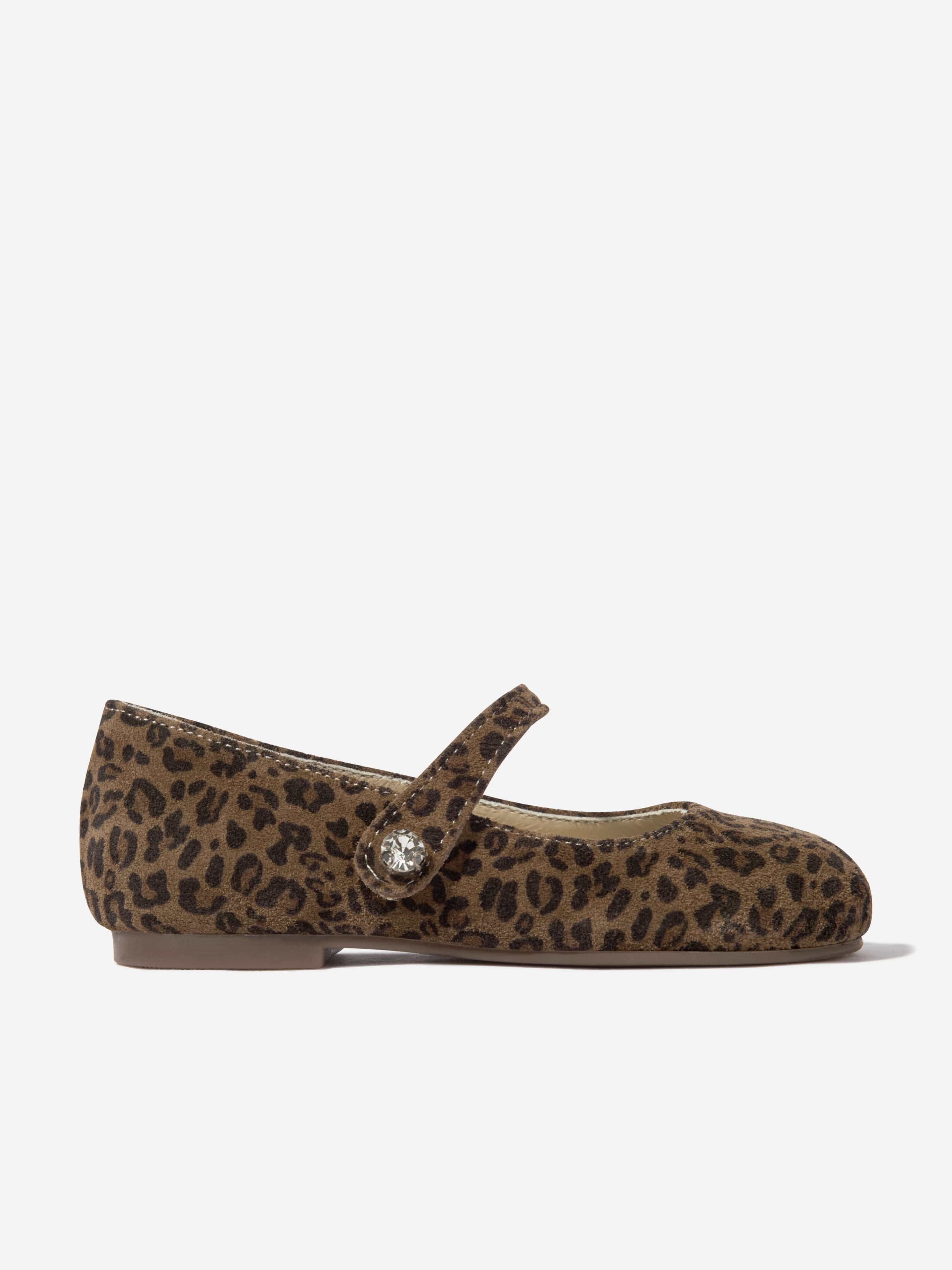 BABYWALKER Girls Leopard Print Ballerinas in Brown