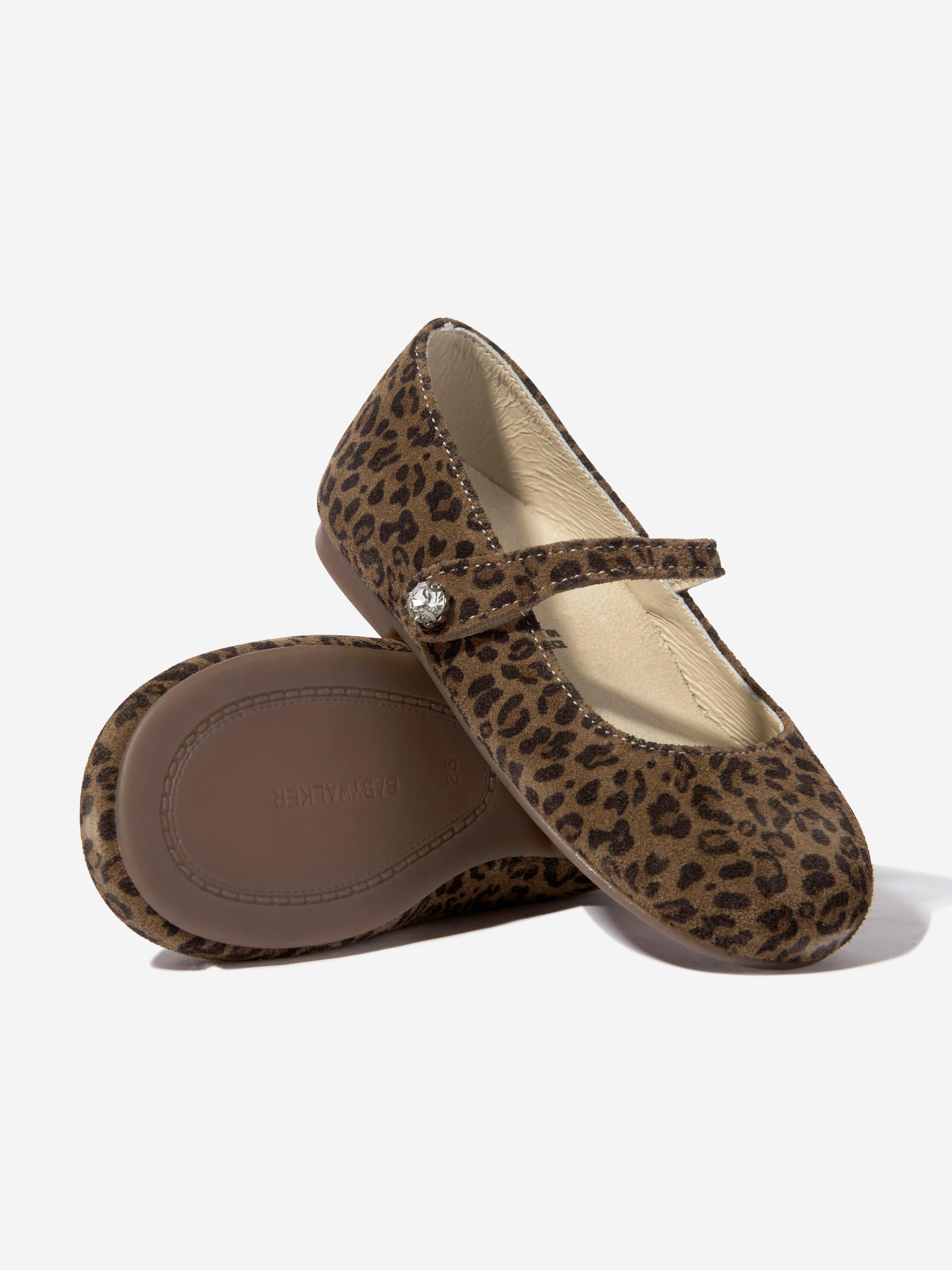 BABYWALKER Girls Leopard Print Ballerinas in Brown