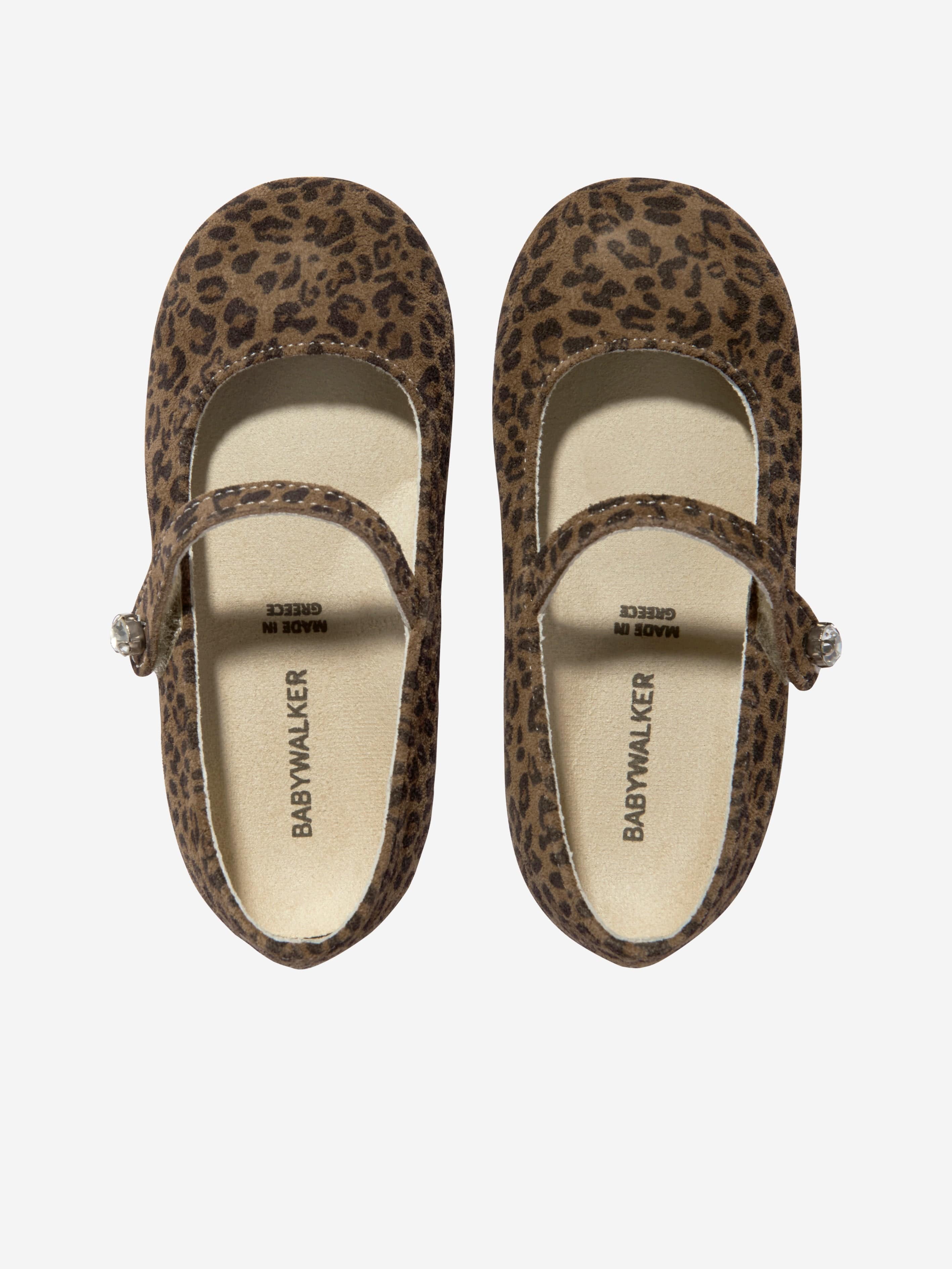 BABYWALKER Girls Leopard Print Ballerinas in Brown