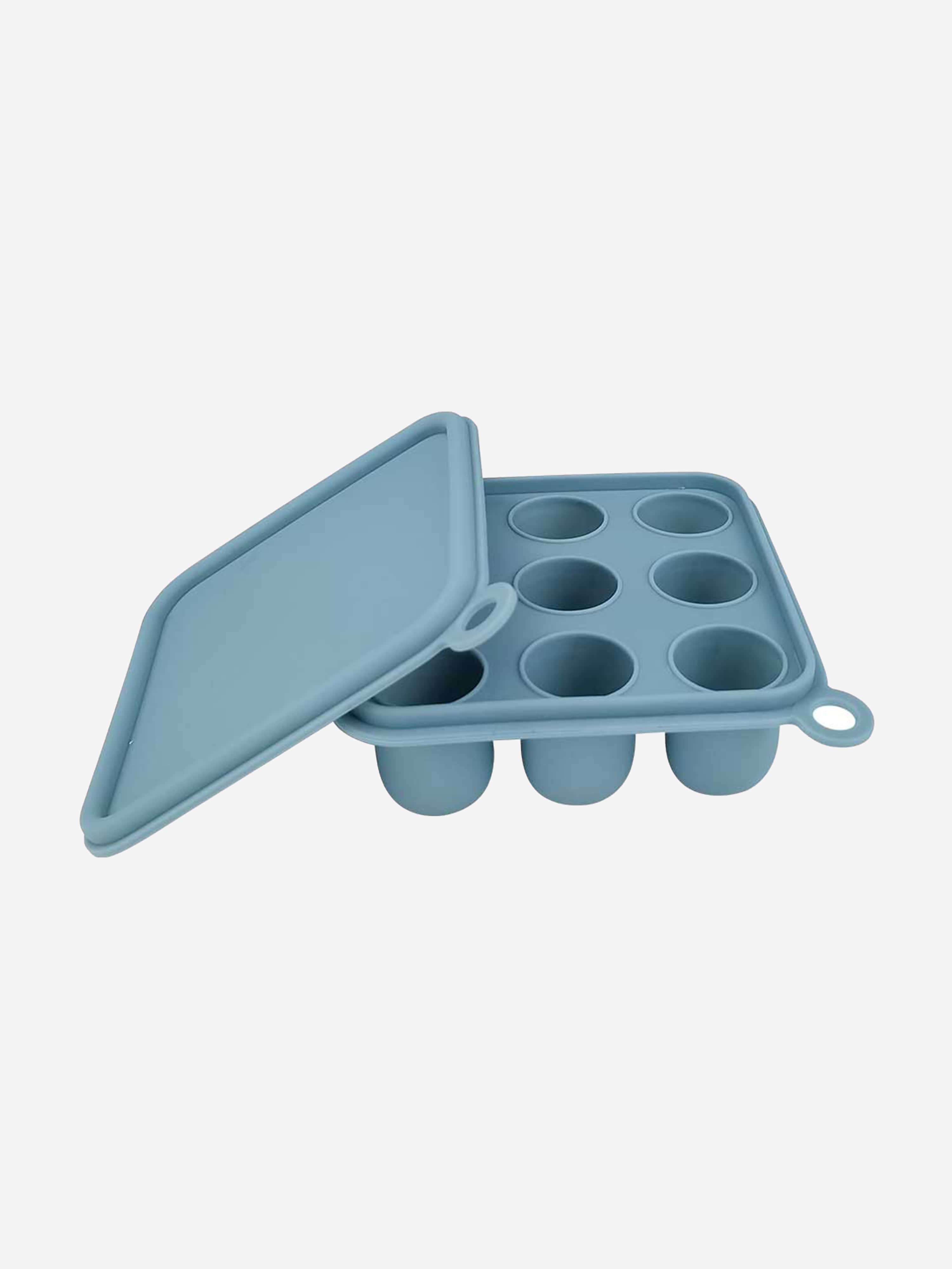 Silicone Baby Freezer Cube Trays with Cover in Blue