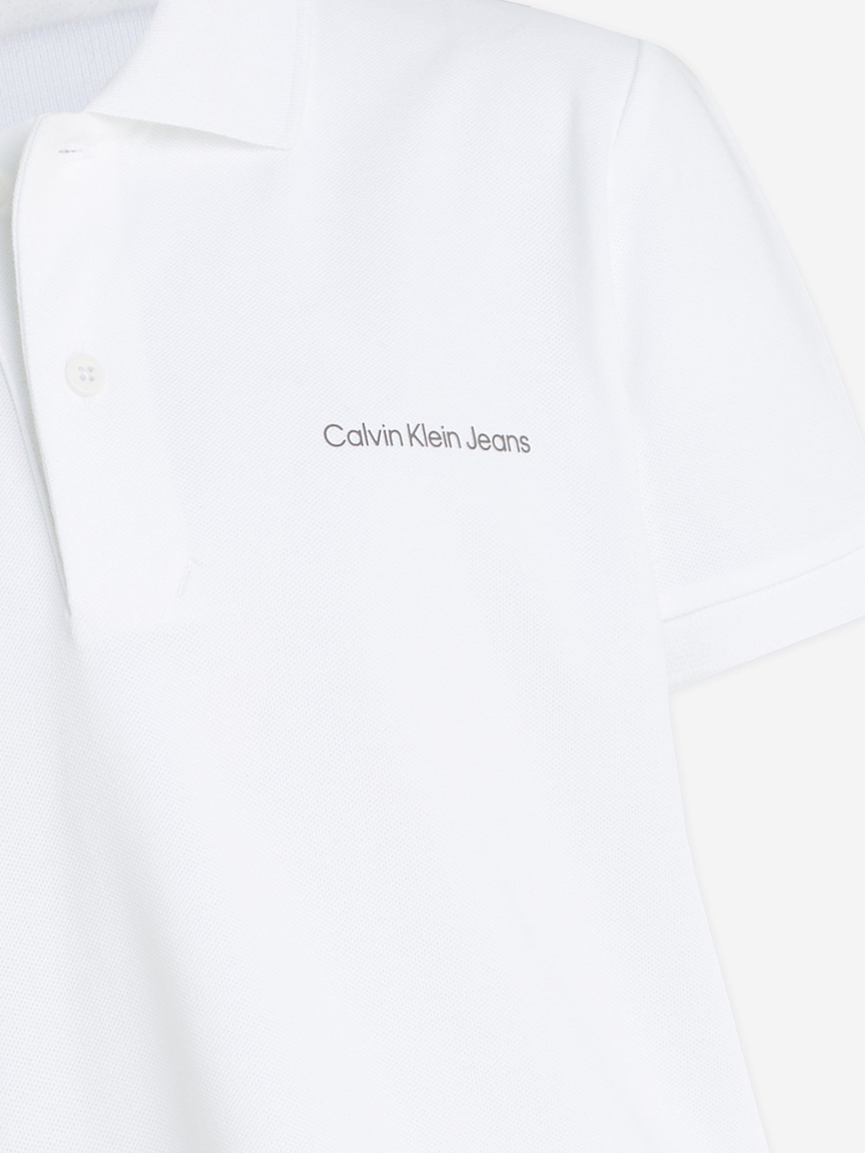 Calvin Klein Boys Minimalistic Logo Polo Shirt in White