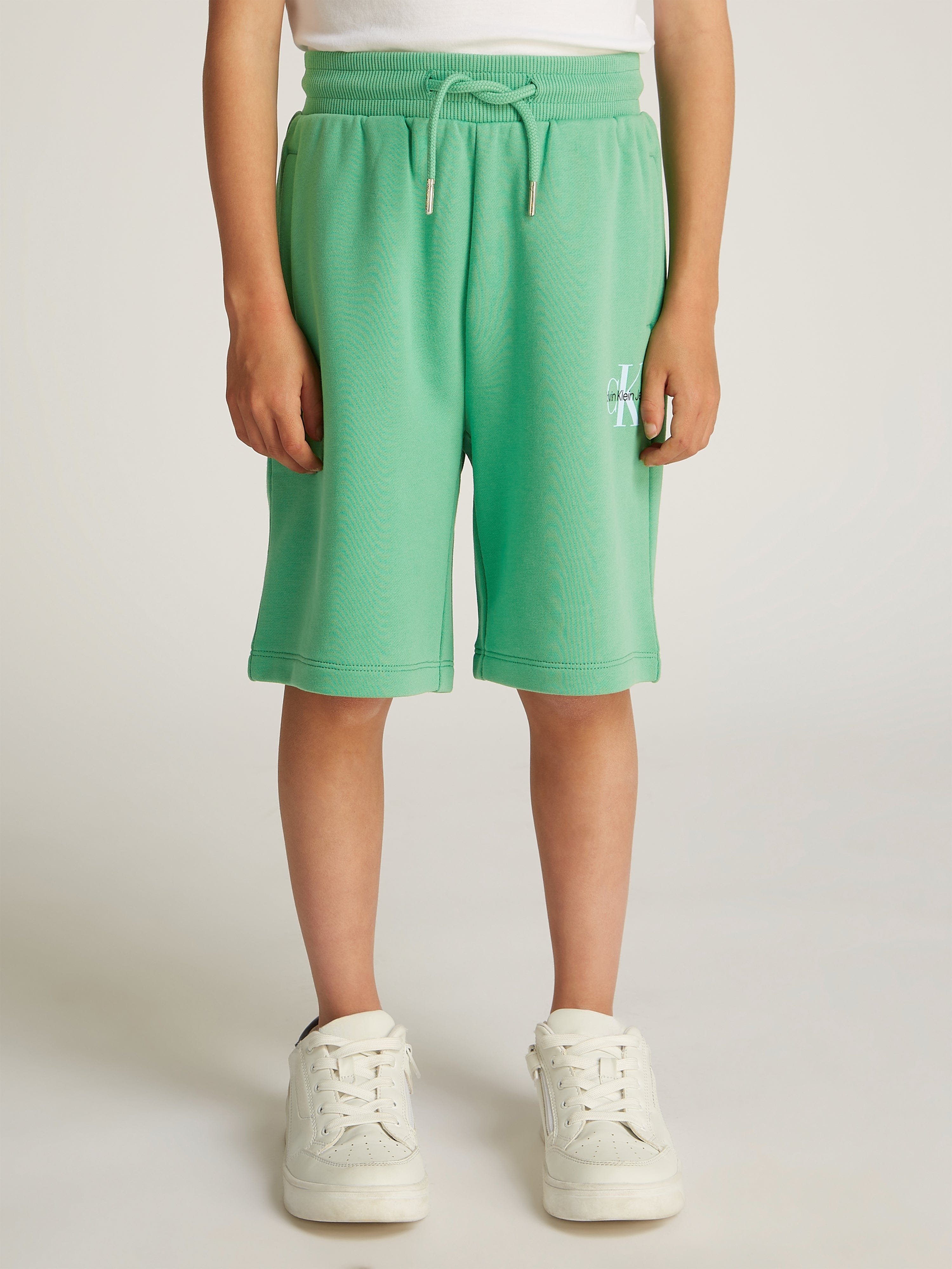 Calvin Klein Kids Monogram Relaxed Shorts in Green