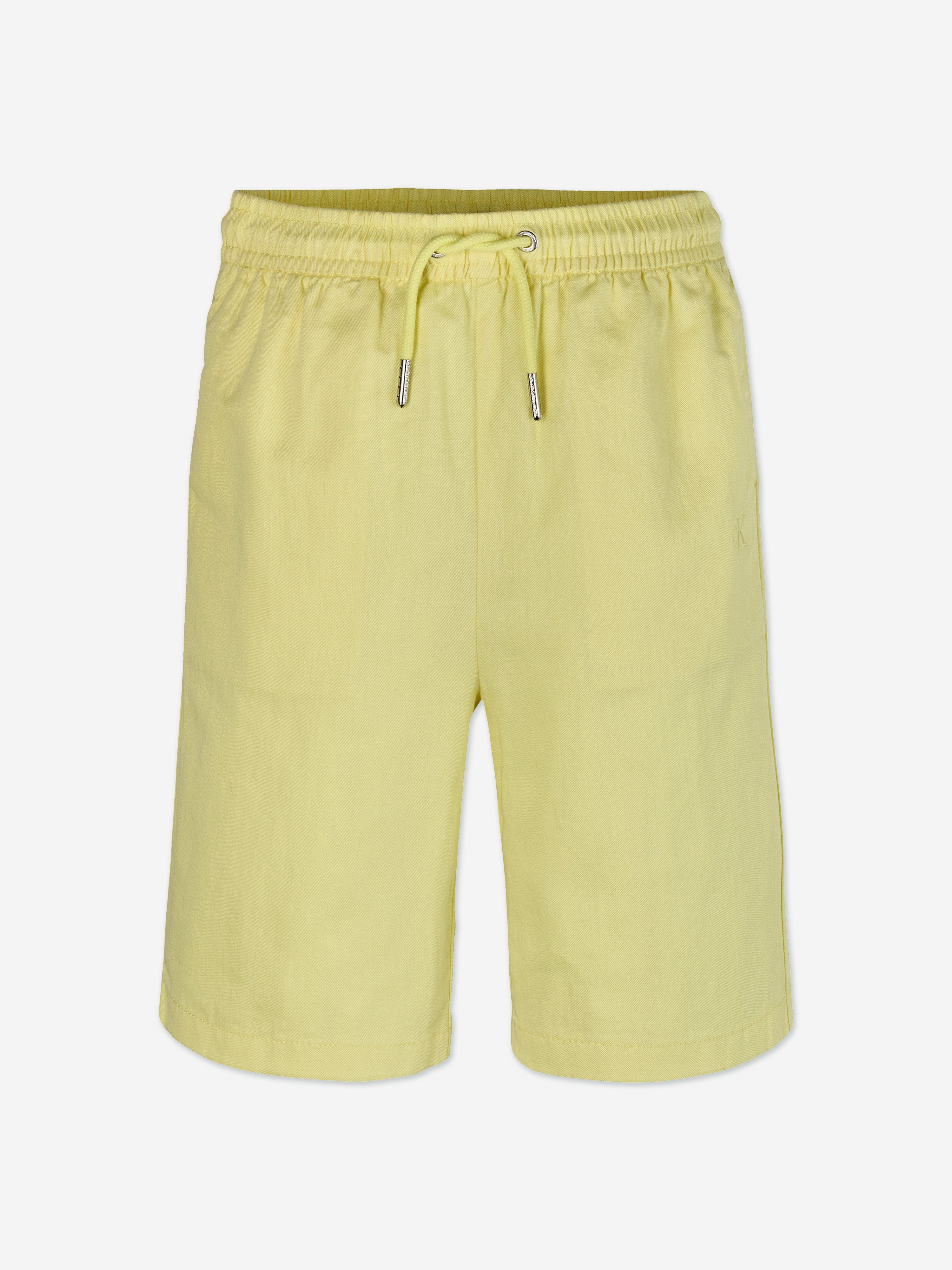 Calvin Klein Boys Linen Relaxed Shorts in Yellow
