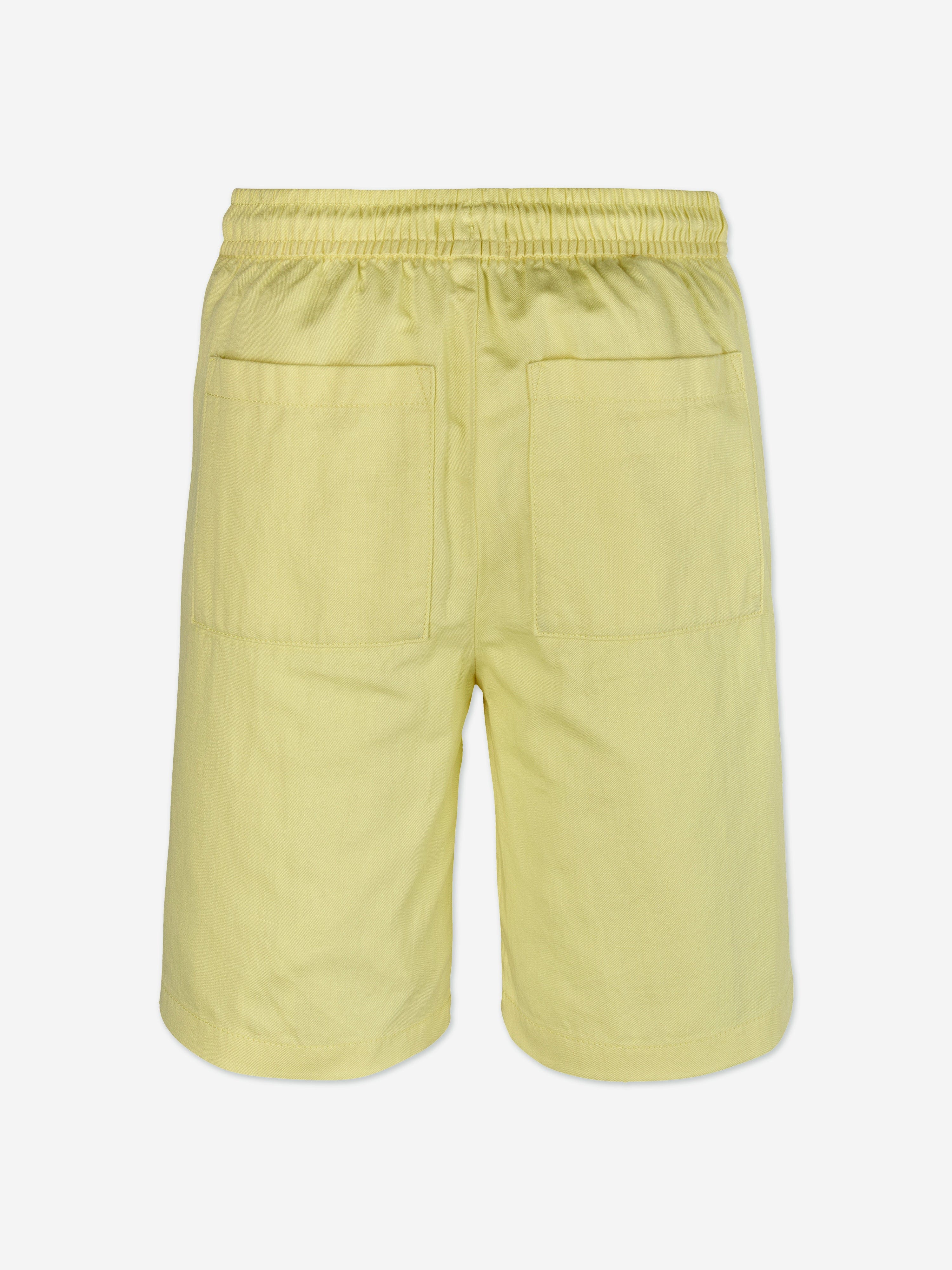 Calvin Klein Boys Linen Relaxed Shorts in Yellow