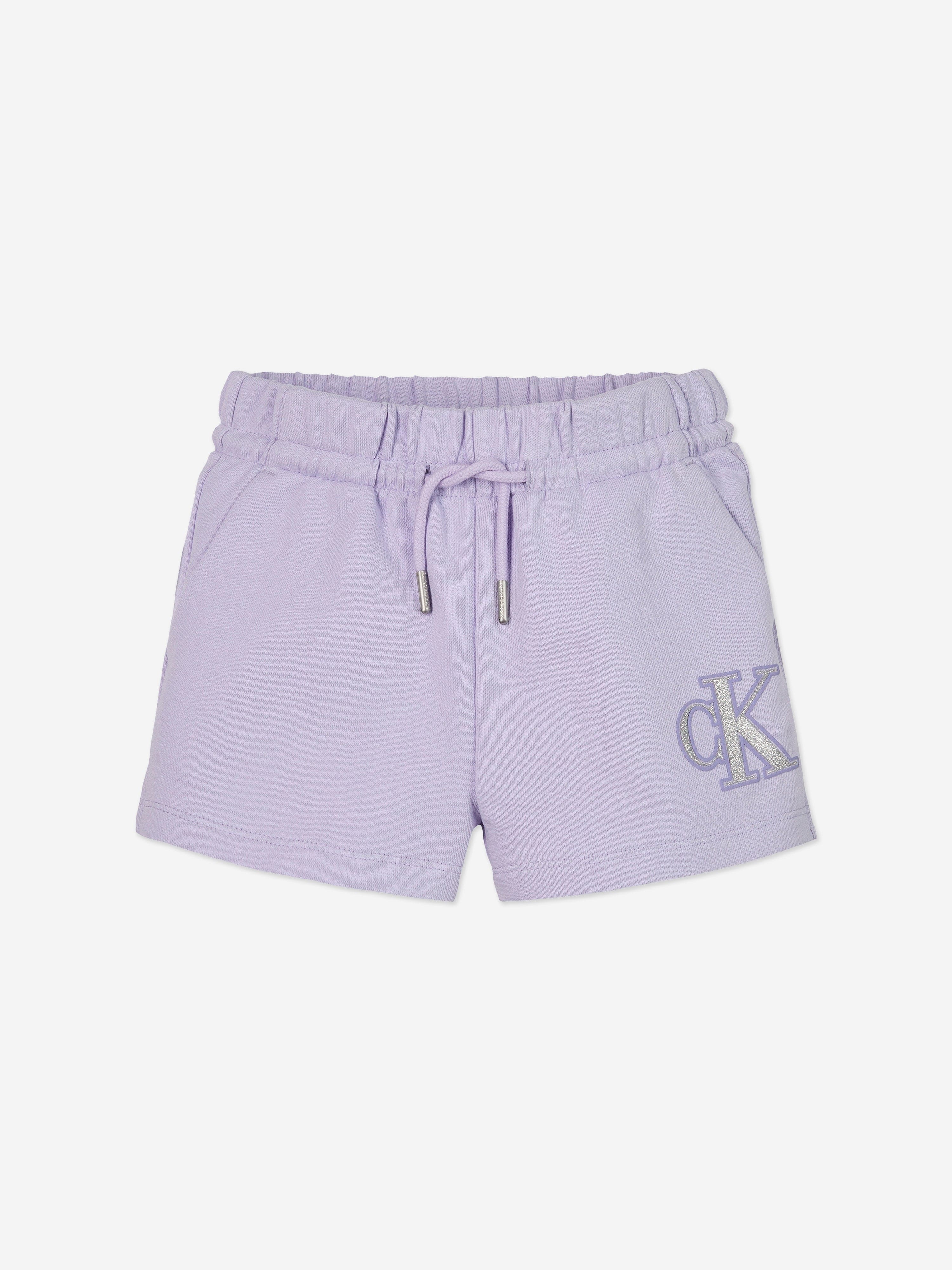 Calvin Klein Girls Metallic CK Shorts in Purple