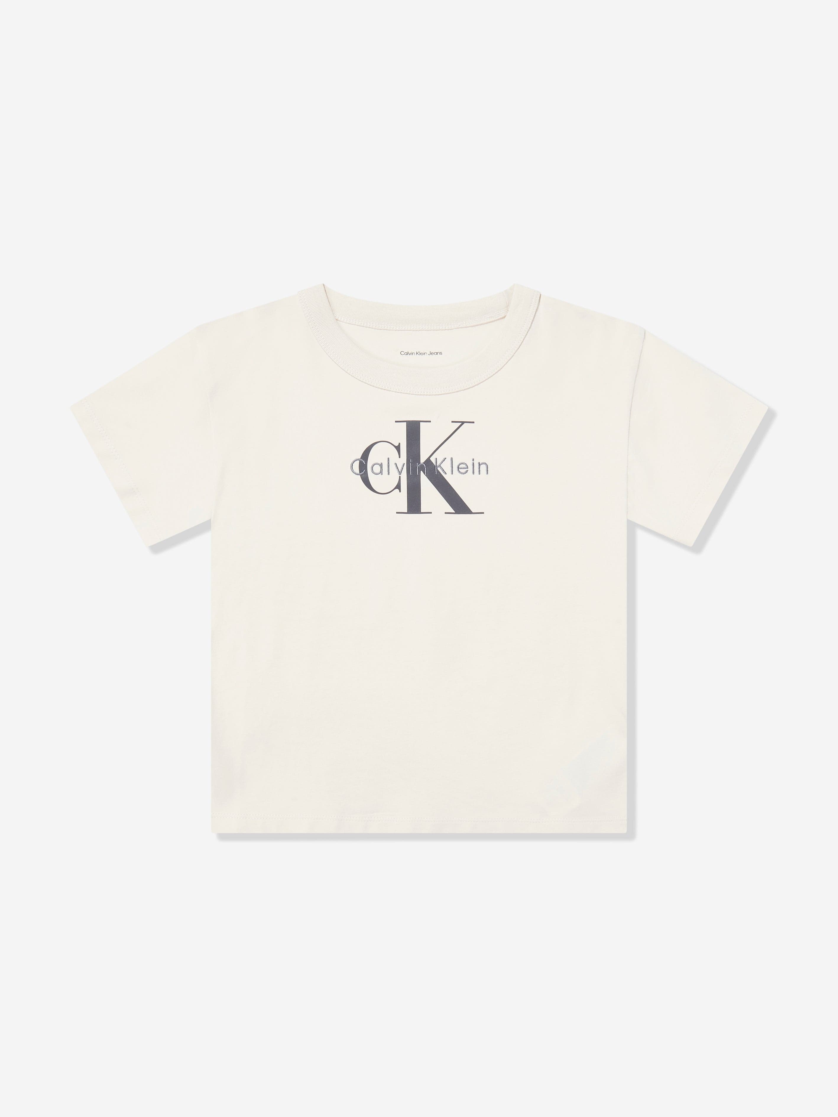 Calvin Klein Boys Light Monologo T-Shirt in Ivory