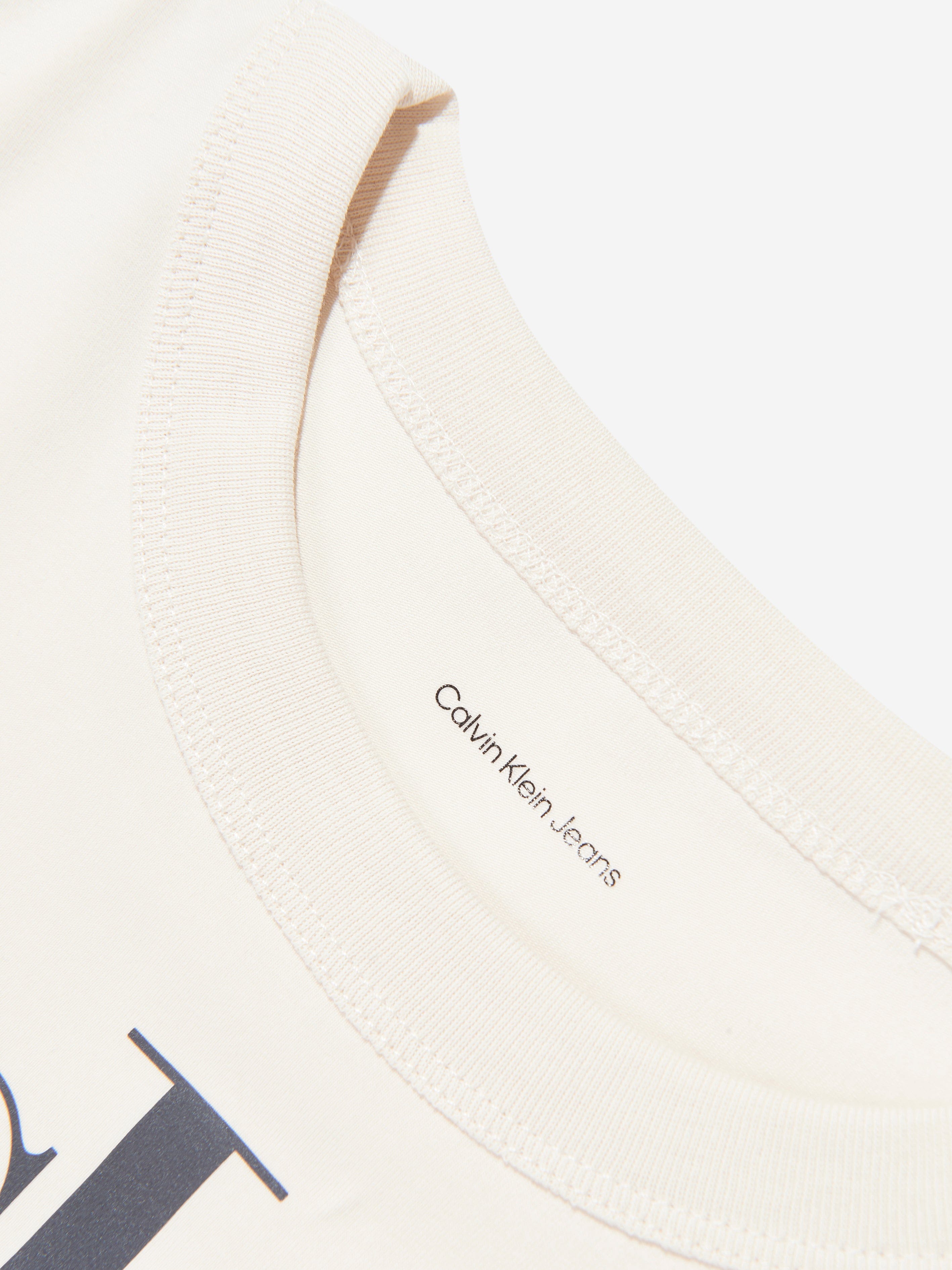 Calvin Klein Boys Light Monologo T-Shirt in Ivory