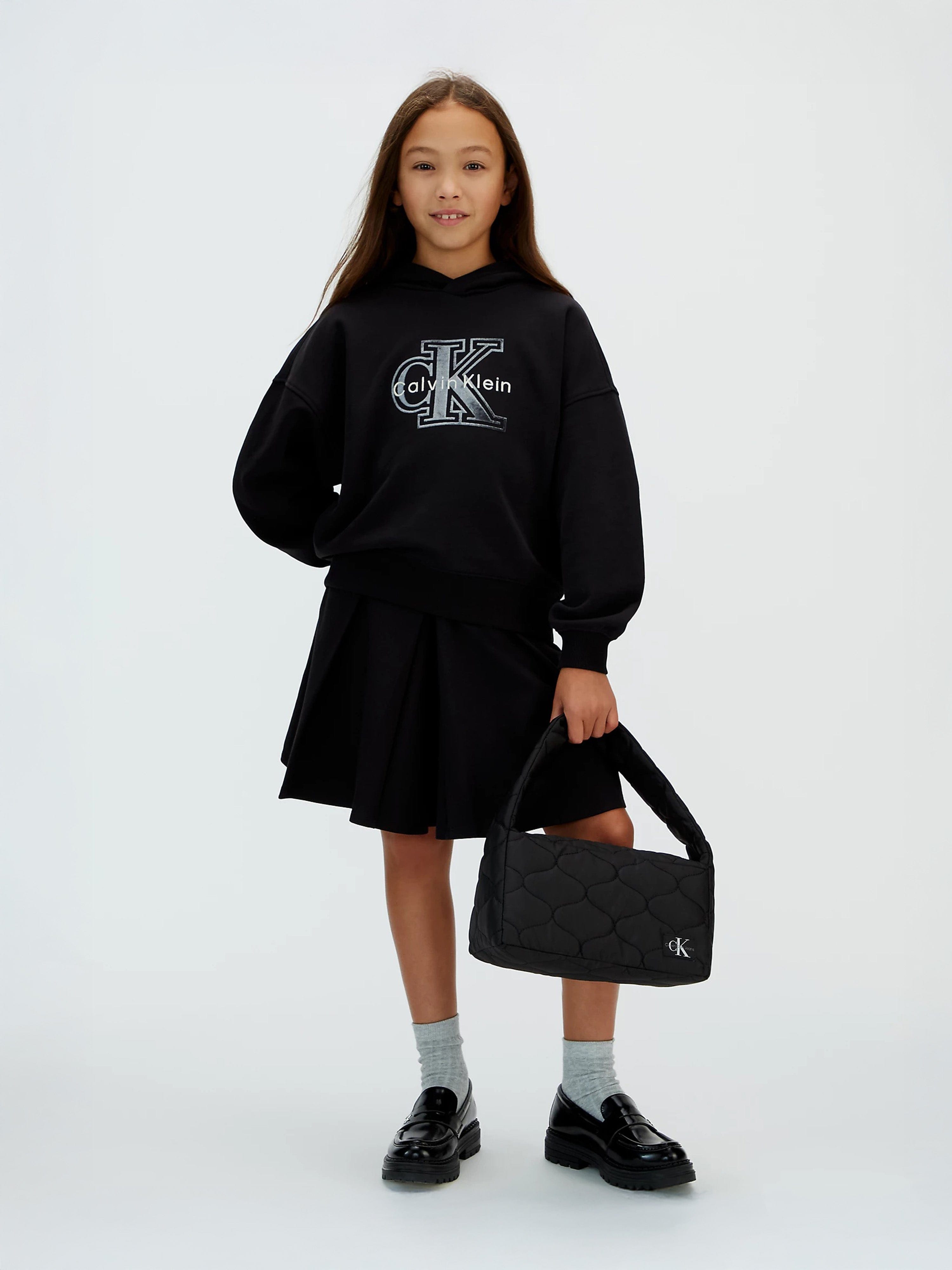 Calvin Klein Girls Quilted Shoulder Bag in Black (25cm)