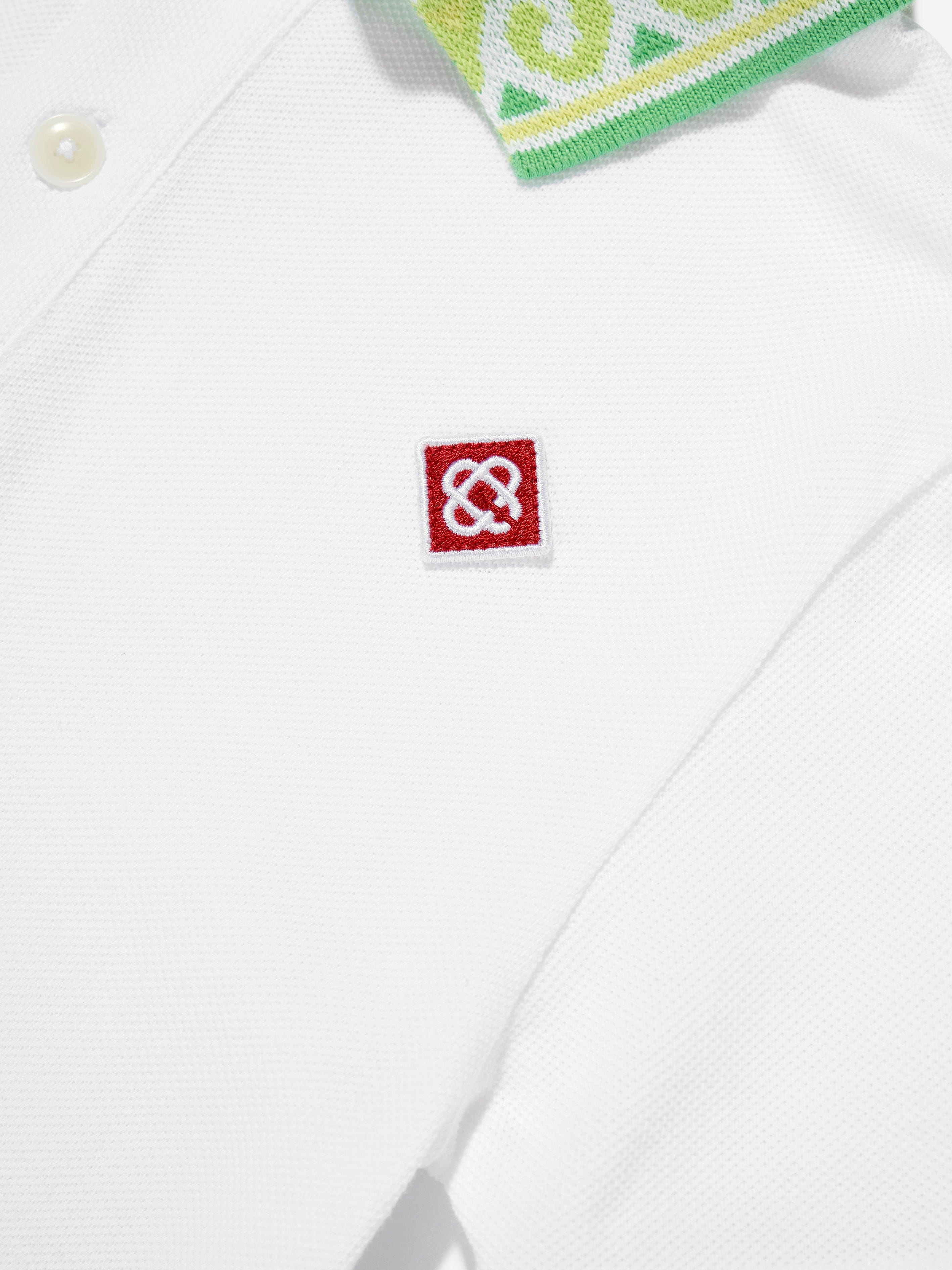 Casablanca Boys Laurel Collar Polo Shirt in White