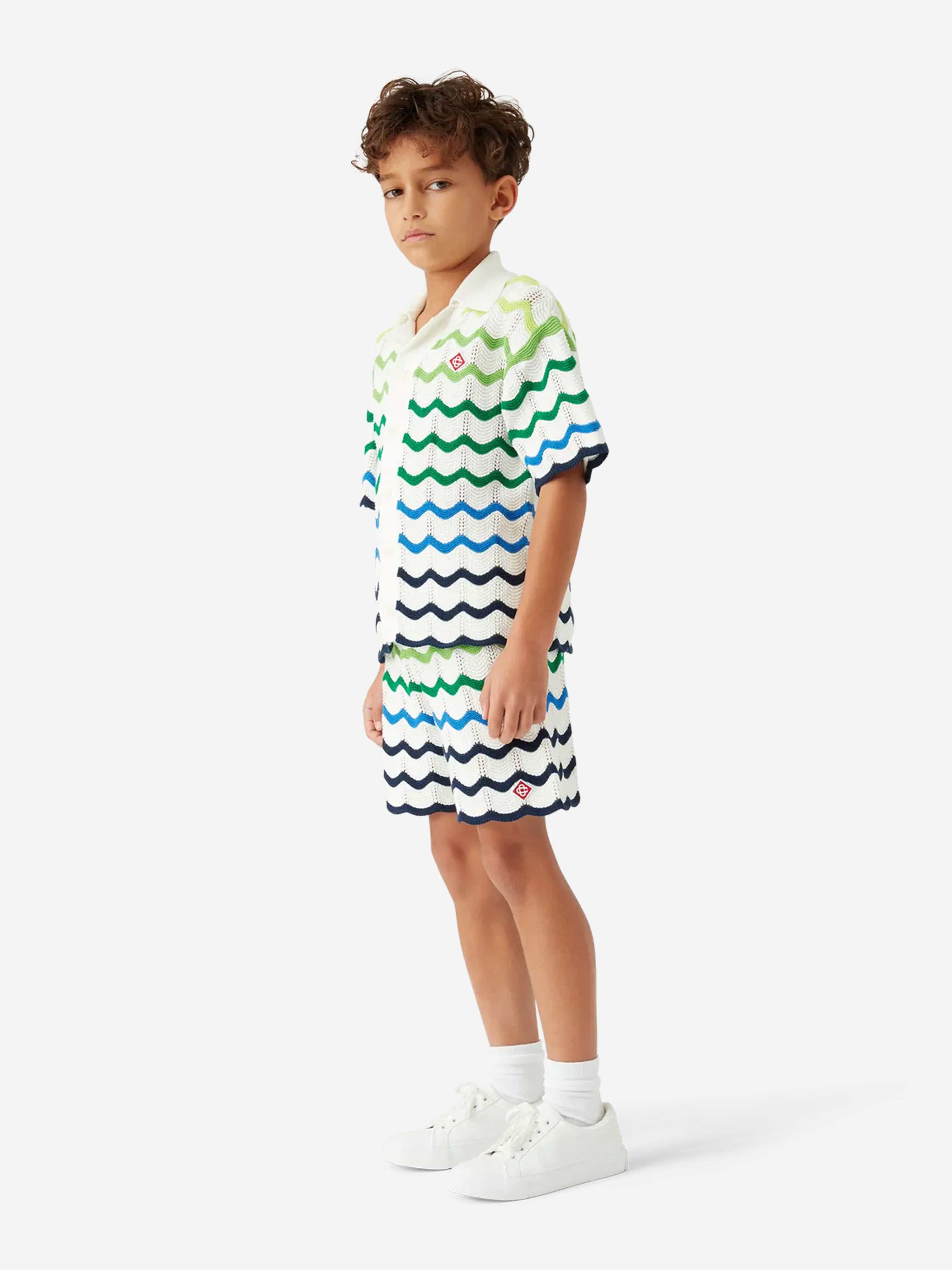 Casablanca Boys Wave Knit Shirt in Multicolour