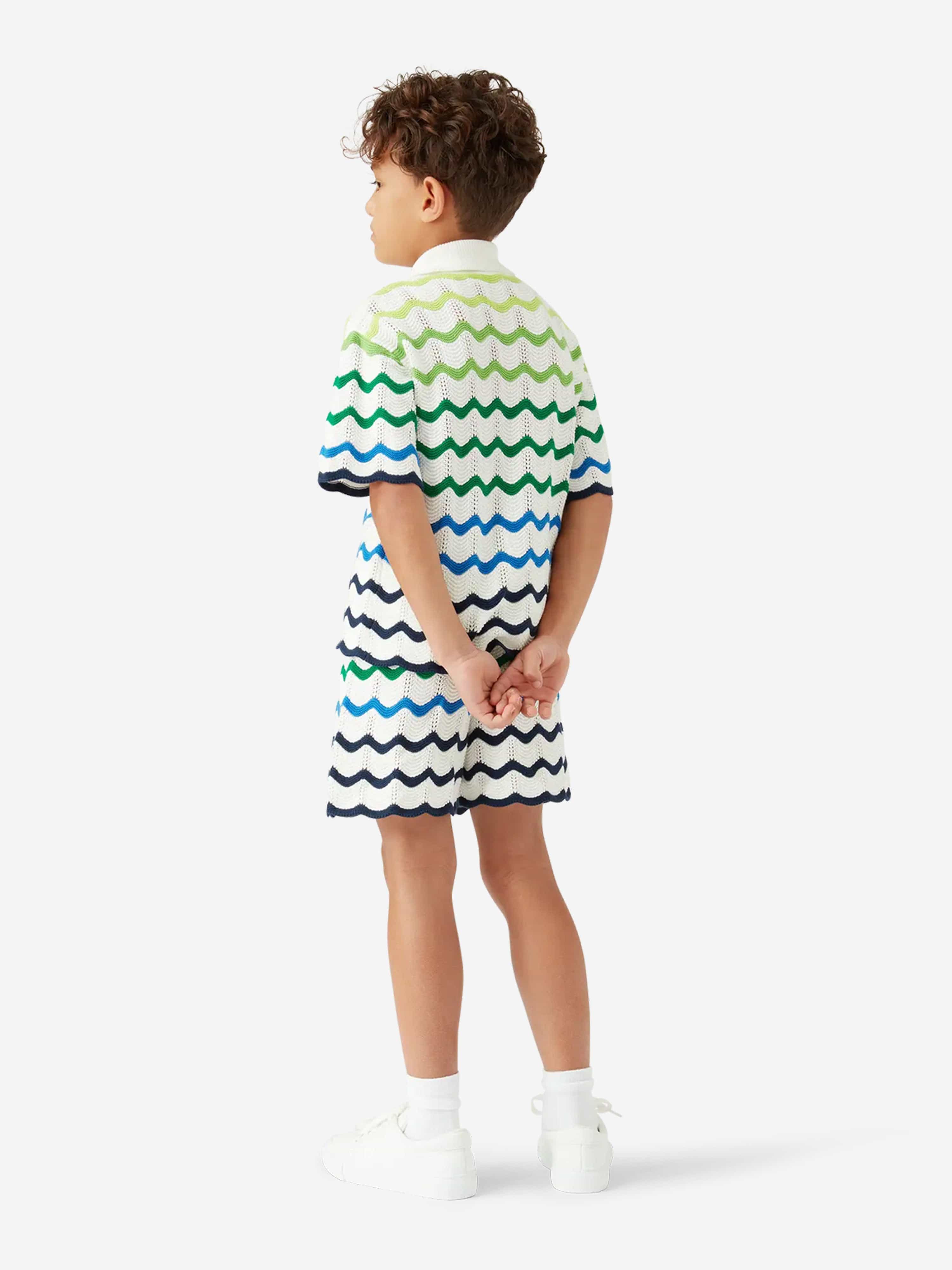 Casablanca Boys Wave Knit Shirt in Multicolour