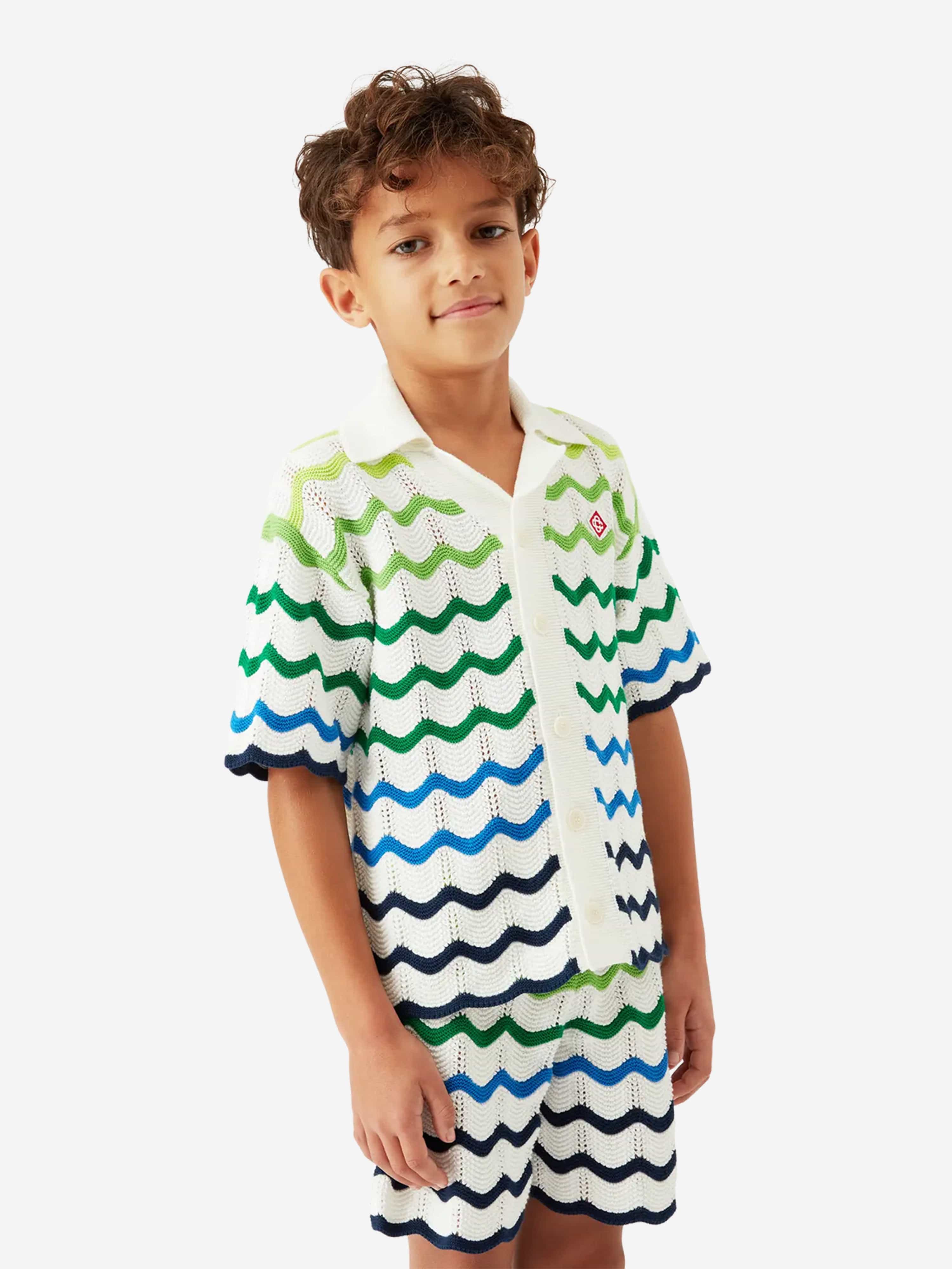 Casablanca Boys Wave Knit Shirt in Multicolour