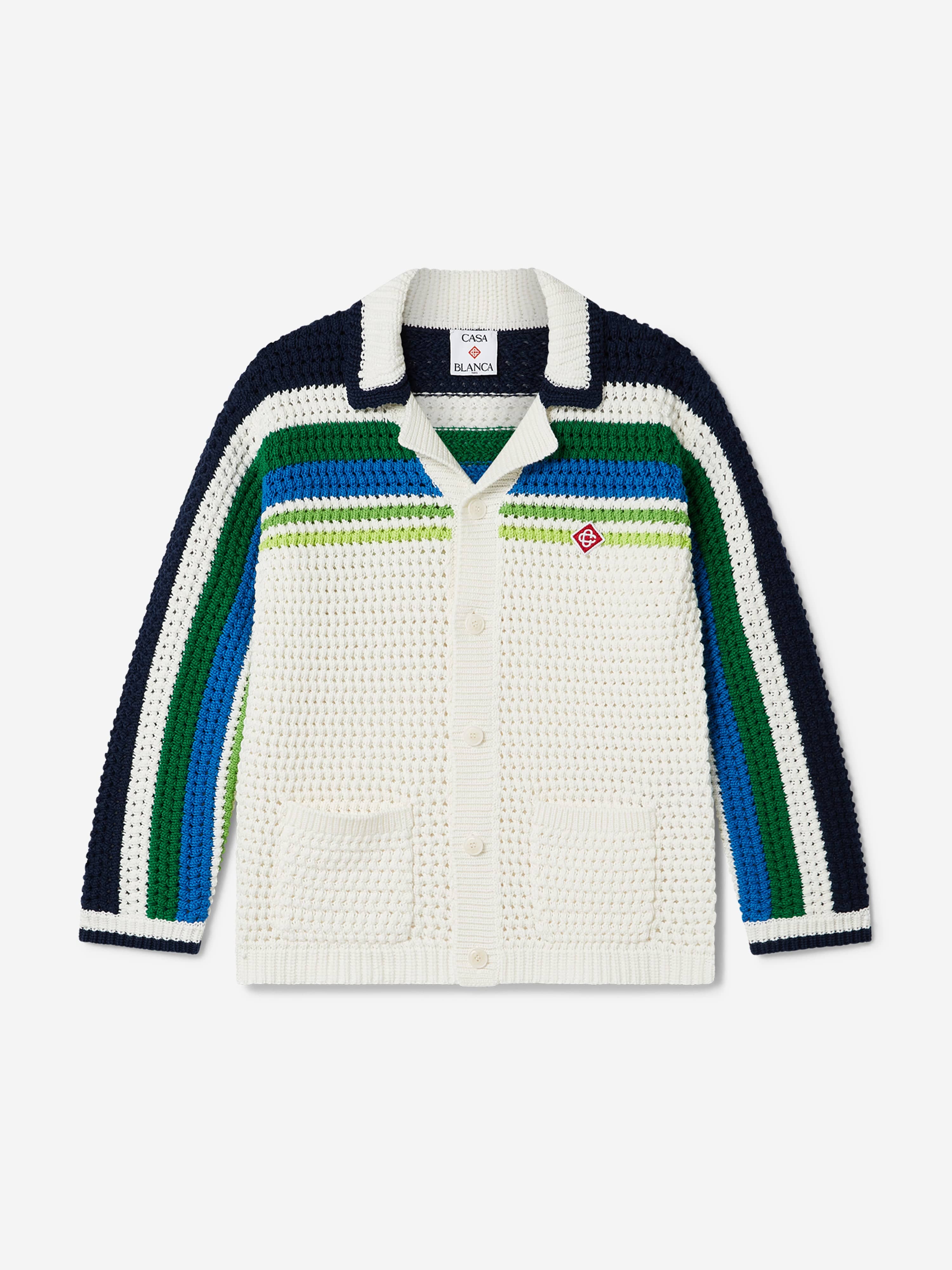 Casablanca Boys Stripe Knit Shirt in White