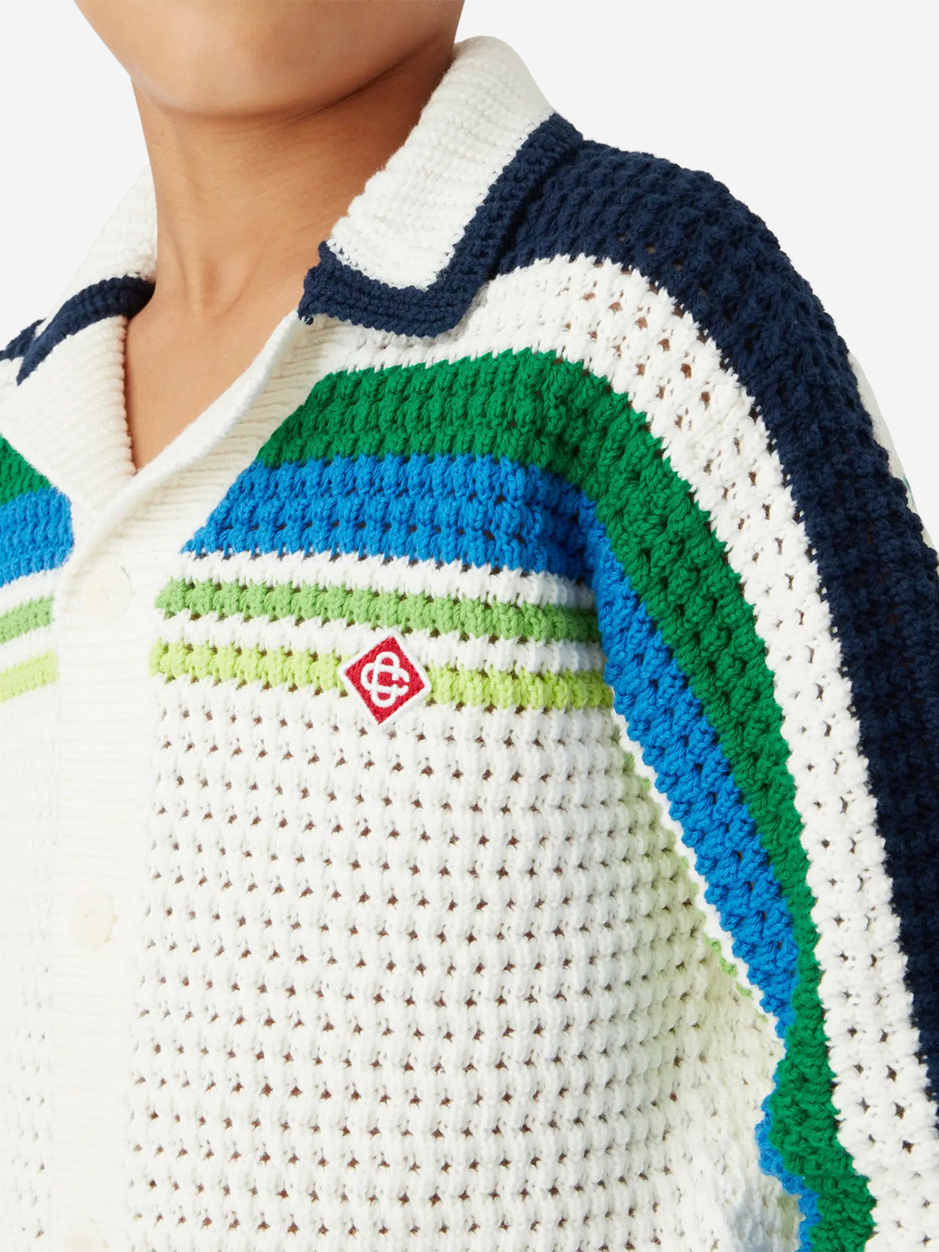 Casablanca Boys Stripe Knit Shirt in White