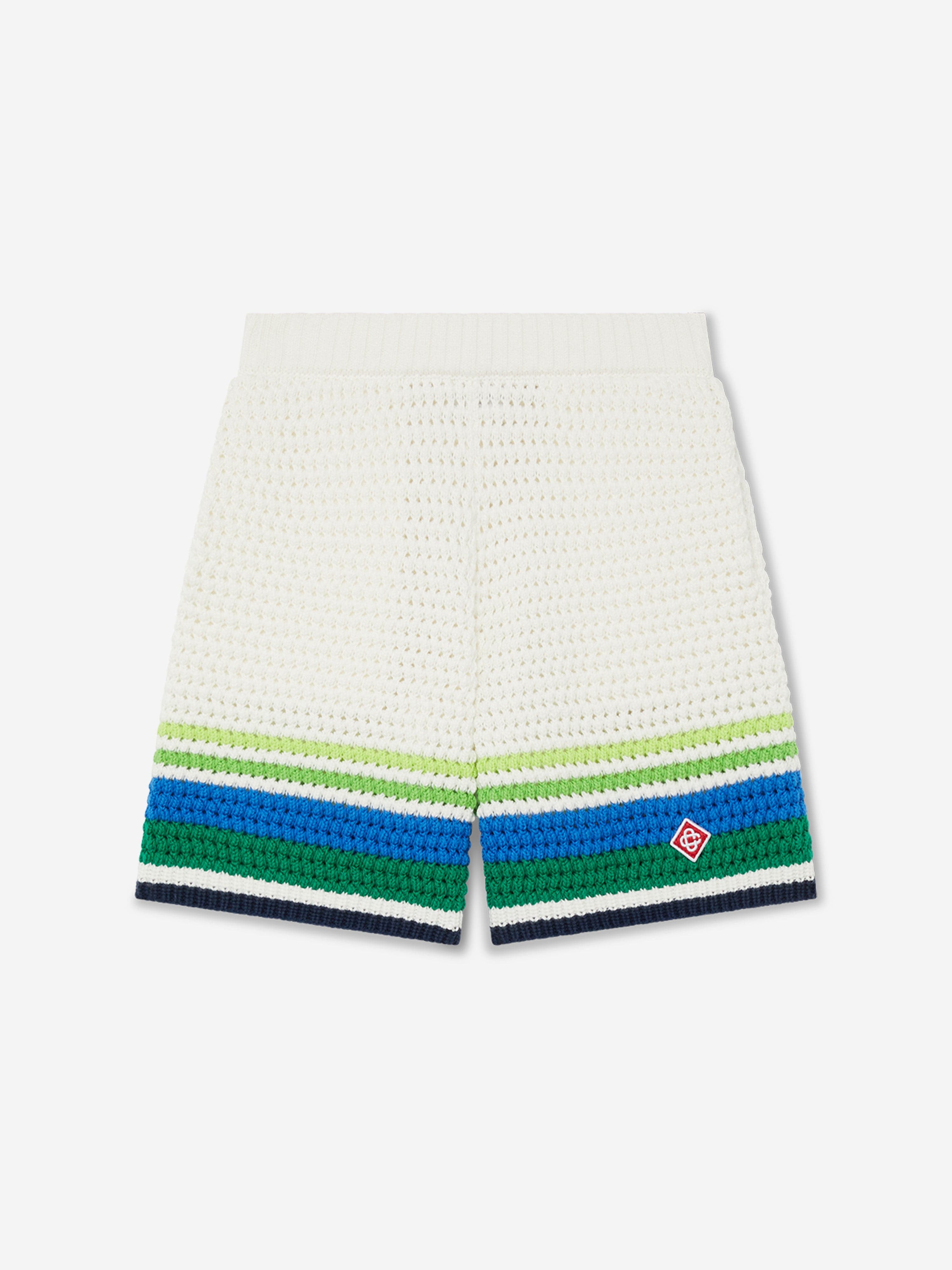 Casablanca Boys Stripe Knit Shorts in White