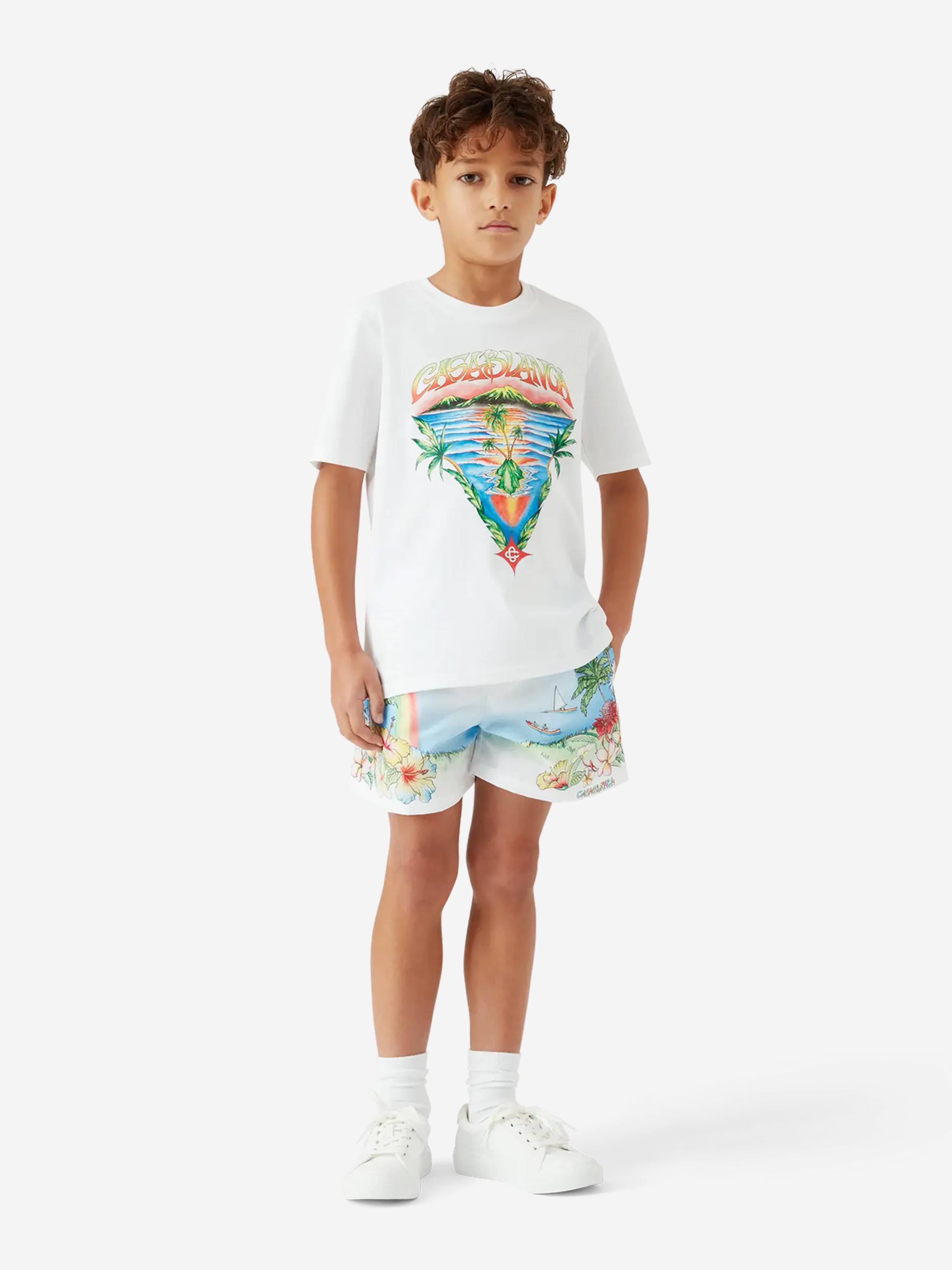 Casablanca Boys Aloha Print Swim Shorts in Multicolour