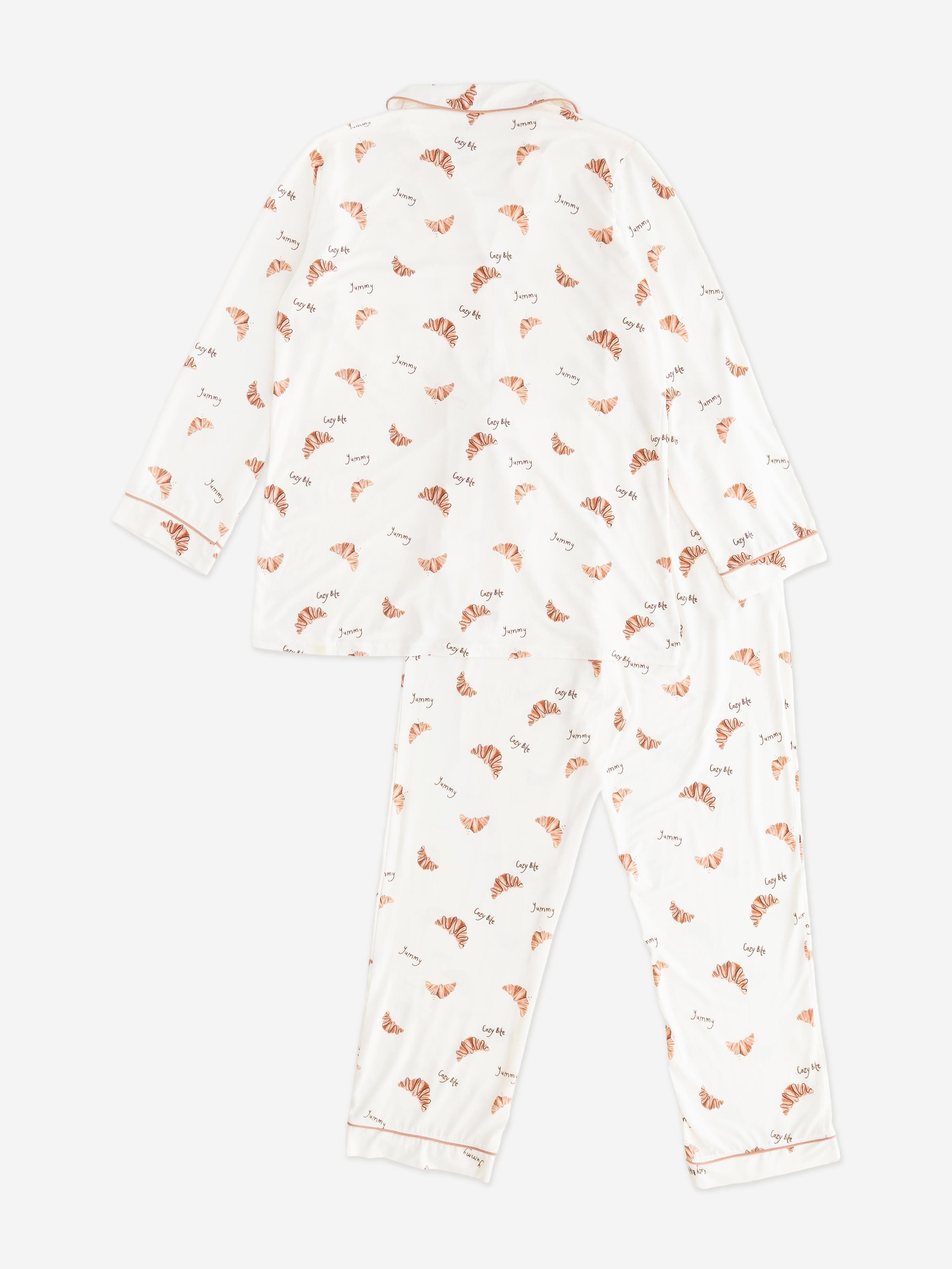Cozy Crew Club Adult COZY Croissant Club Pyjamas in Ivory