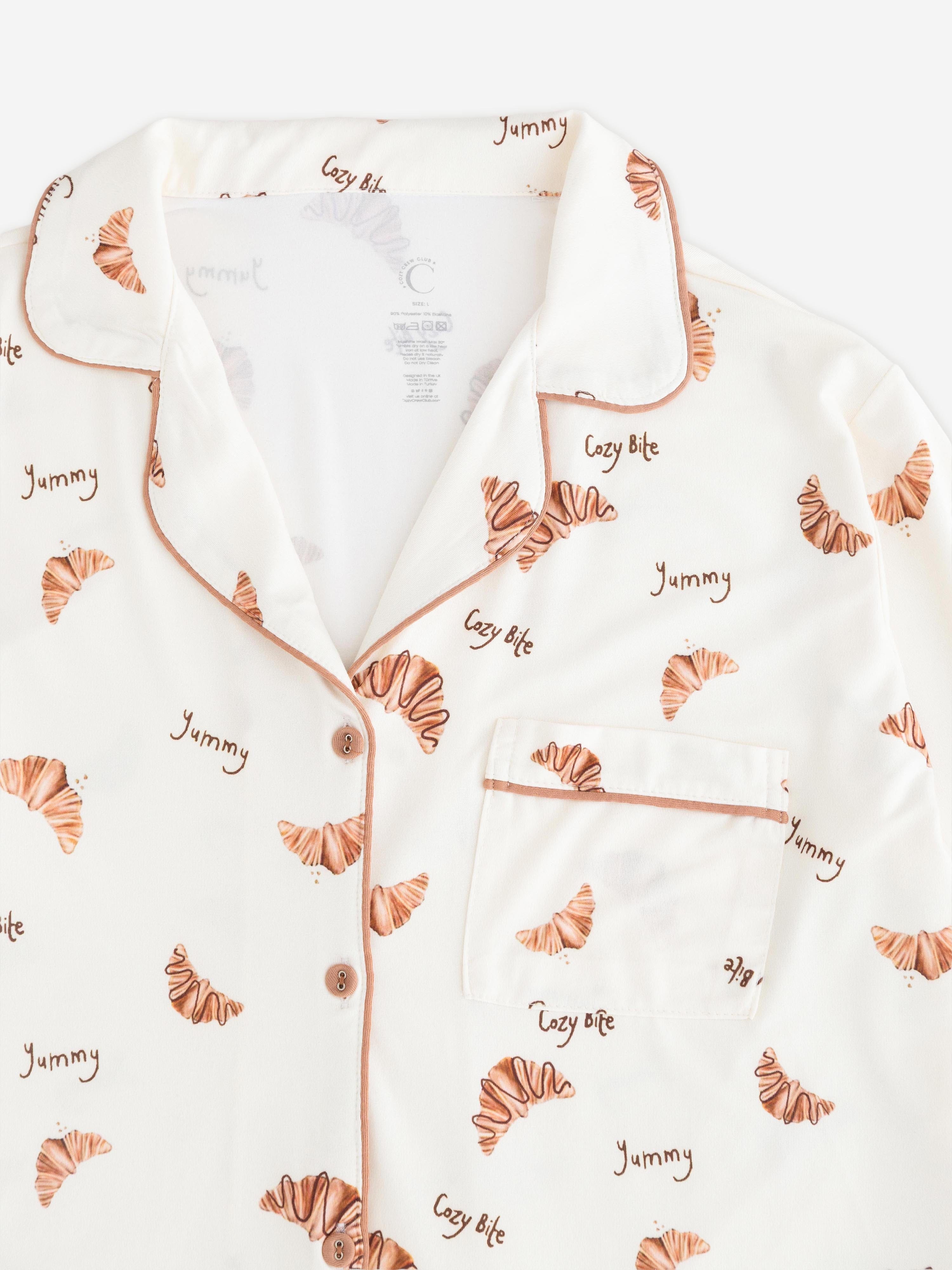 Cozy Crew Club Adult COZY Croissant Club Pyjamas in Ivory