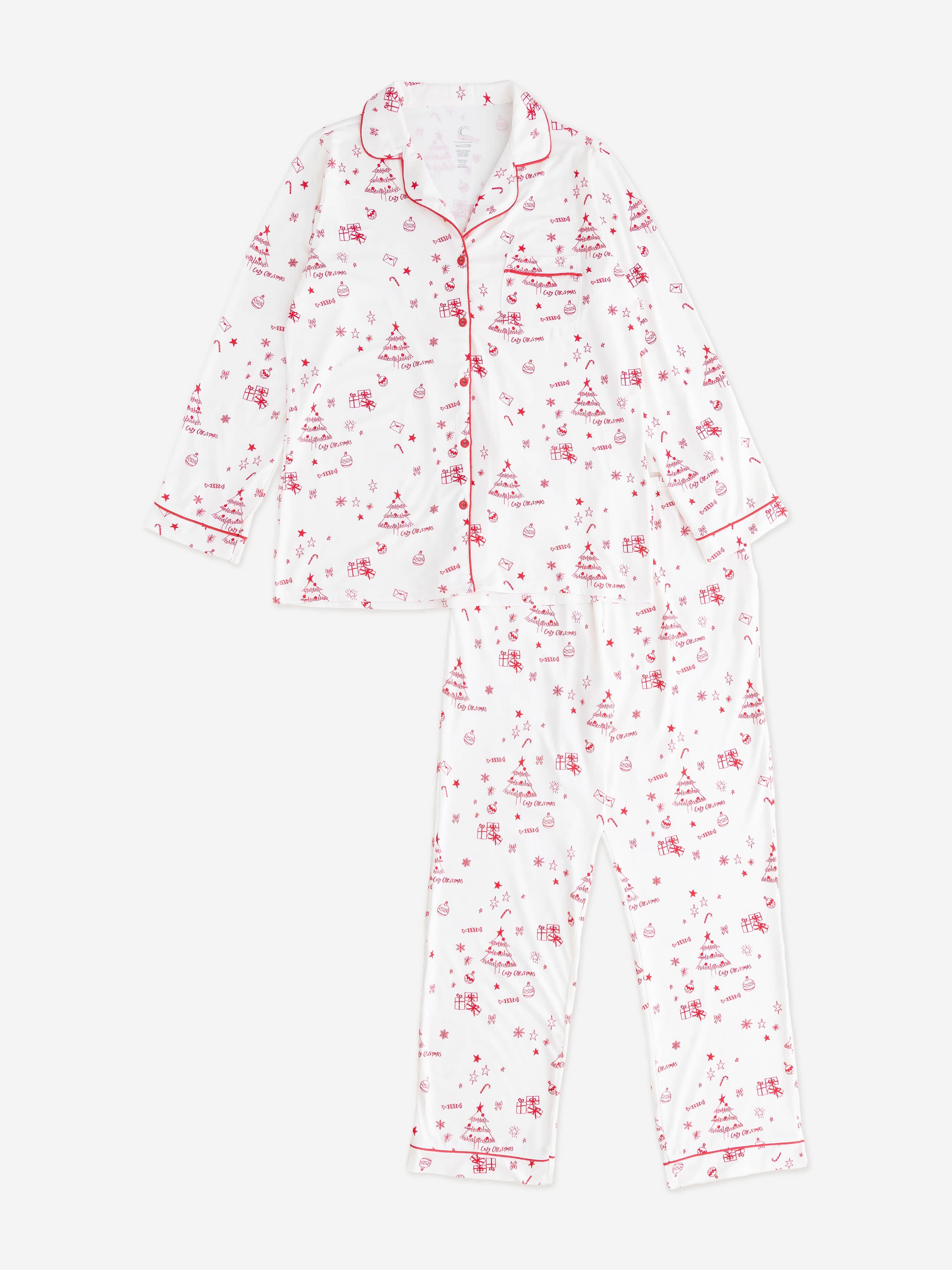 Cozy Crew Club Adult COZY Fa La La Christmas Pyjamas in Ivory