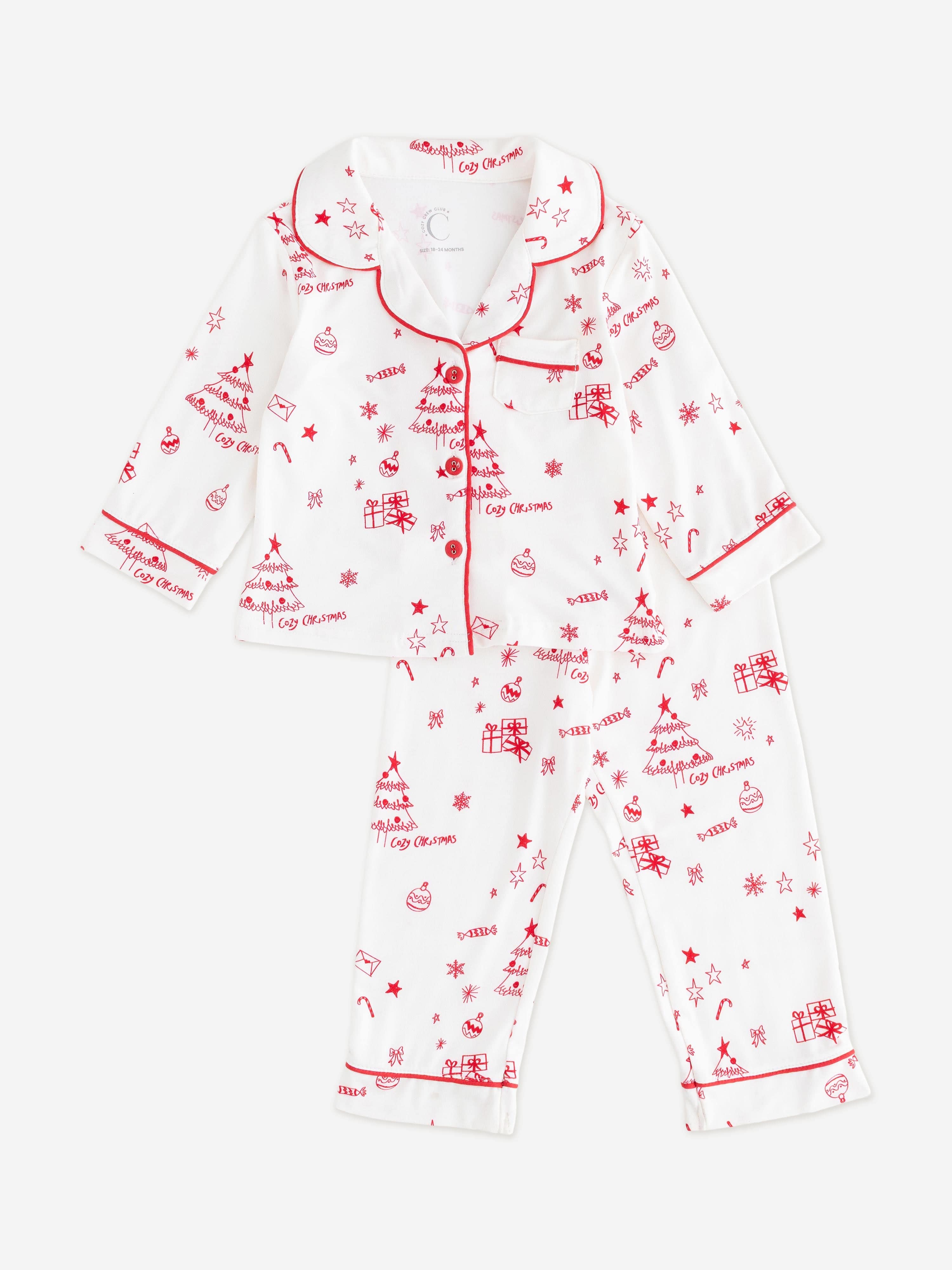 Cozy Crew Club Kids Mini COZY Fa La La Christmas Pyjamas in Red