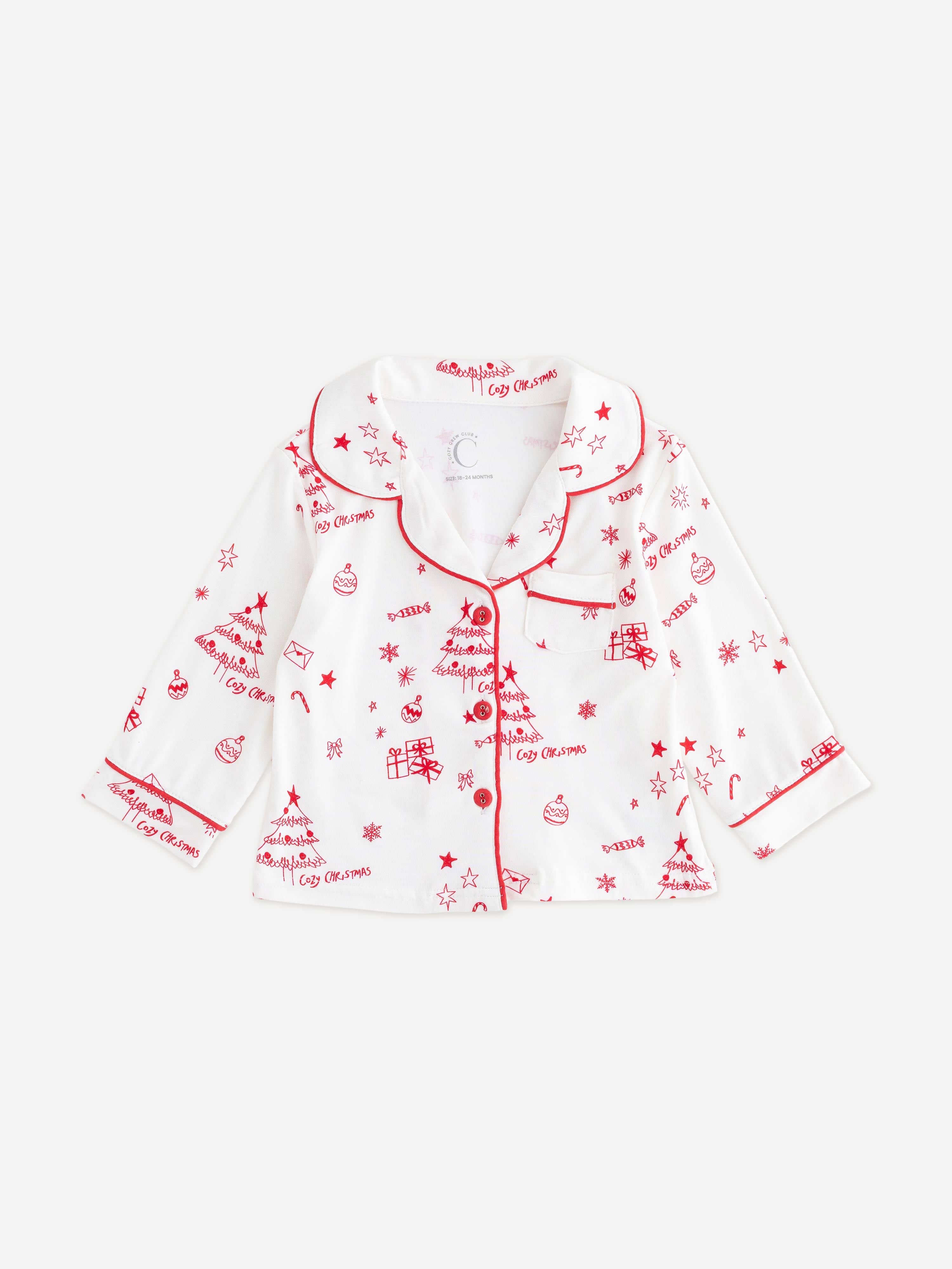 Cozy Crew Club Kids Mini COZY Fa La La Christmas Pyjamas in Red