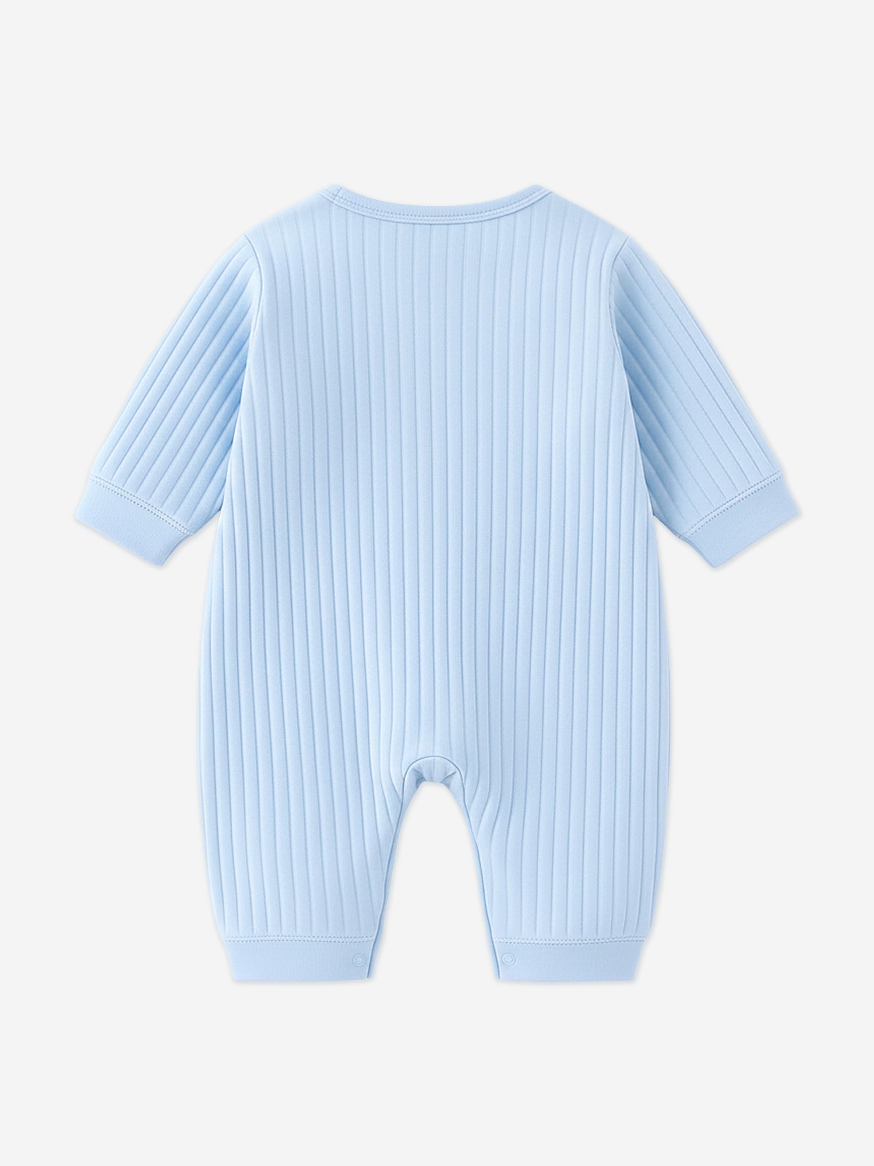 Cozy Crew Club Baby Boys The Teddy Bear Boucle Wrap Baby Grow Romper in Blue