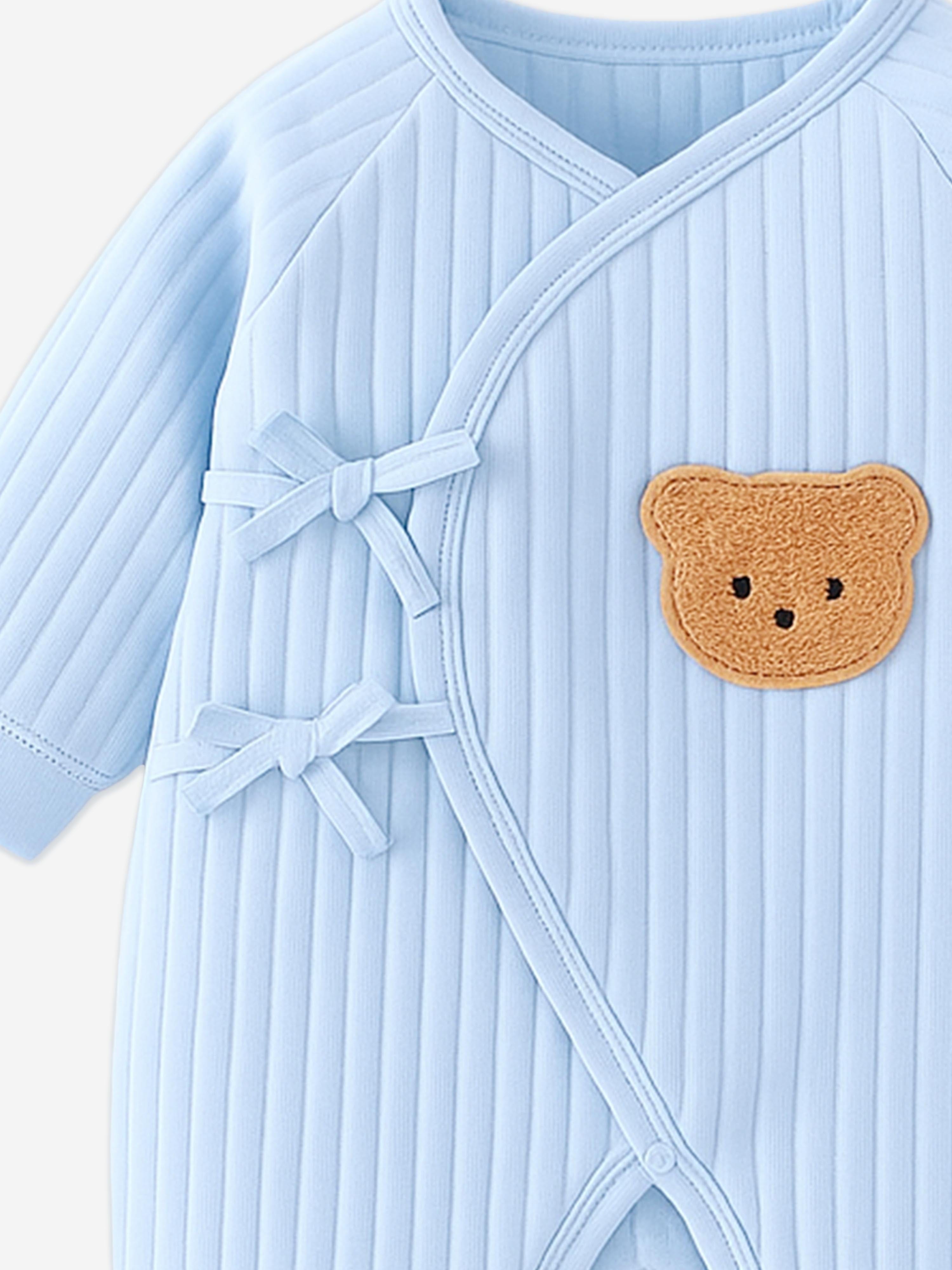 Cozy Crew Club Baby Boys The Teddy Bear Boucle Wrap Baby Grow Romper in Blue