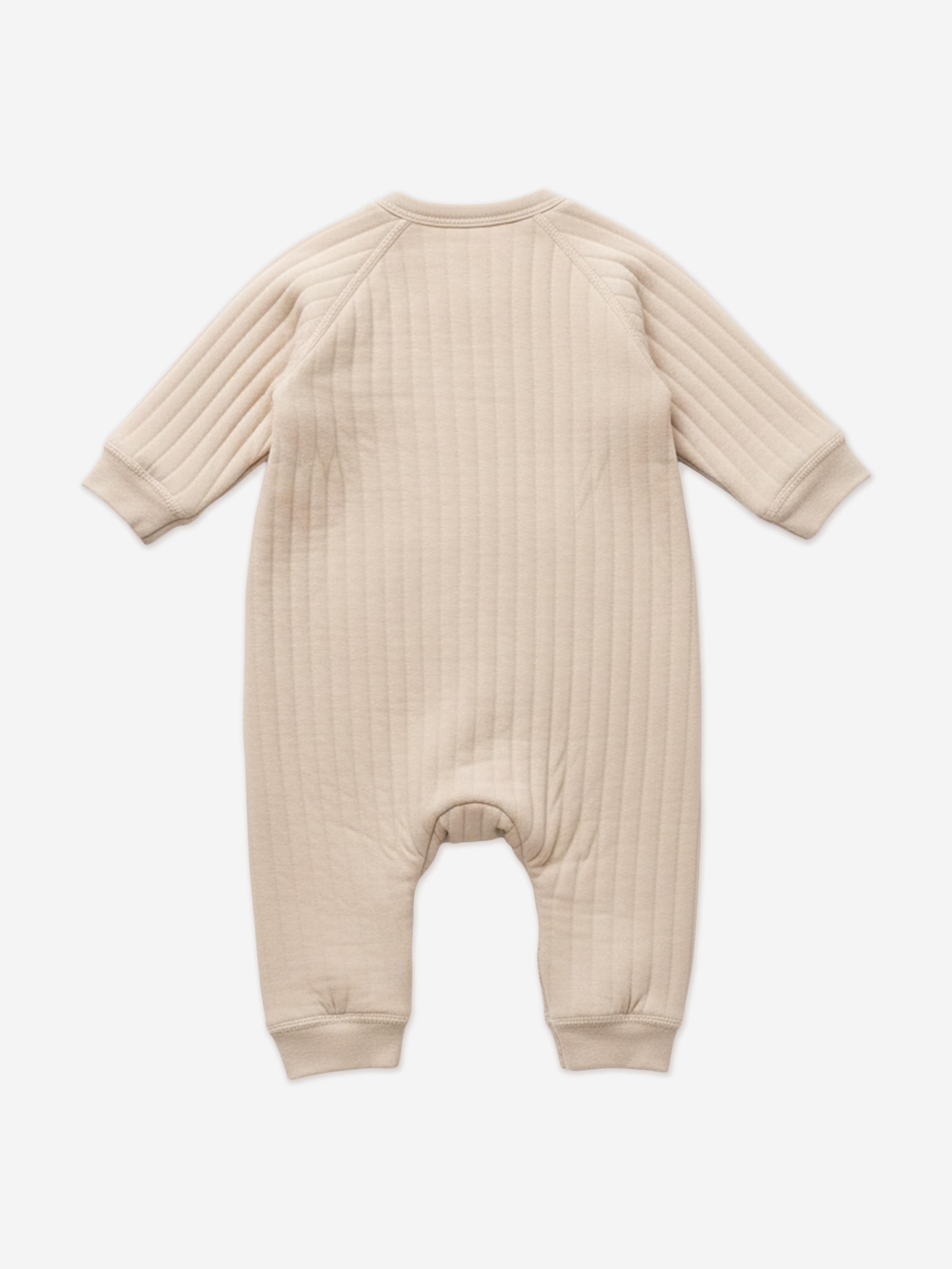 Cozy Crew Club Baby The Teddy Bear Boucle Wrap Baby Grow Romper in Beige