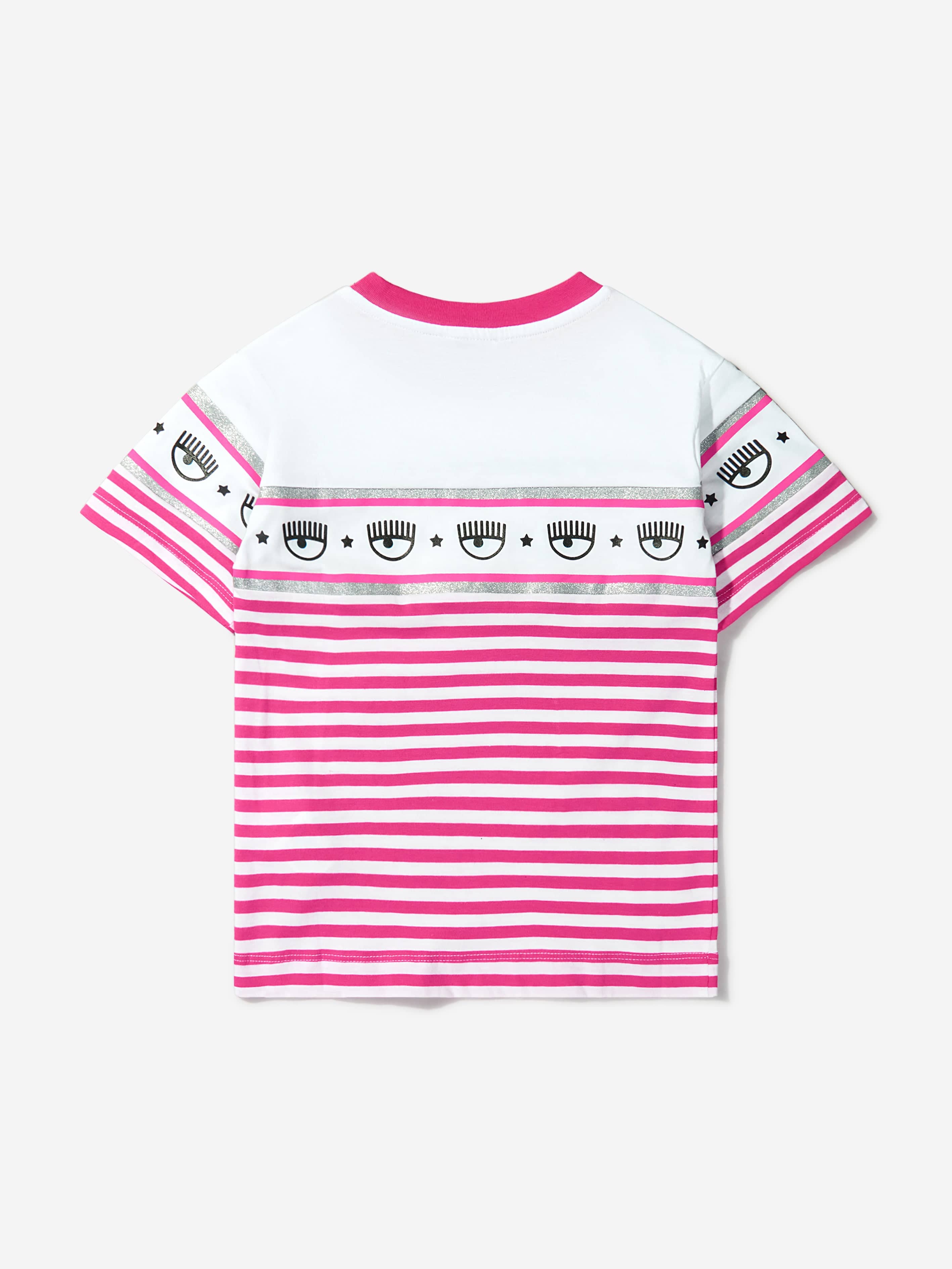 Chiara Ferragni Girls Cotton Jersey Striped Logo T-Shirt