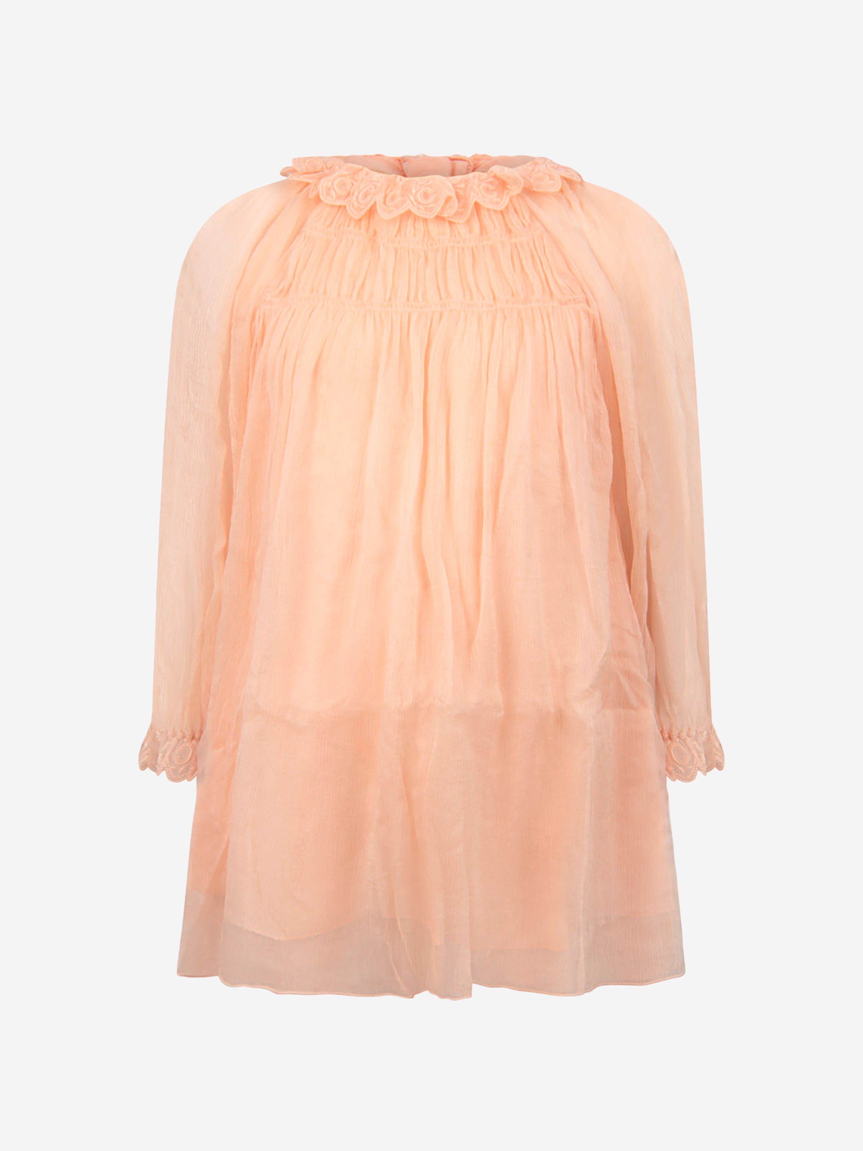 Chloe Girls Light Pink Silk Dress