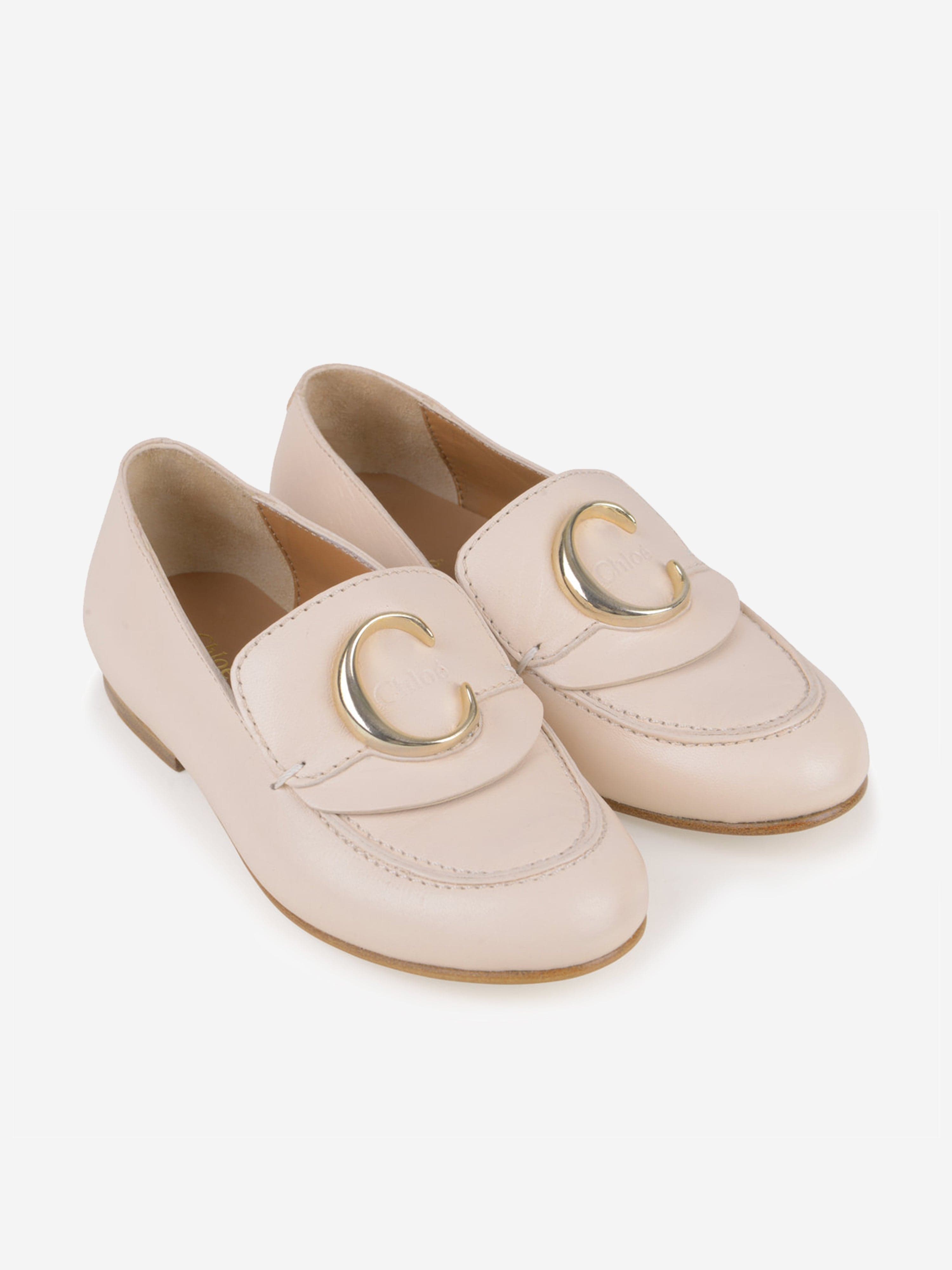 Chloe Girls Pale Pink Leather Loafers