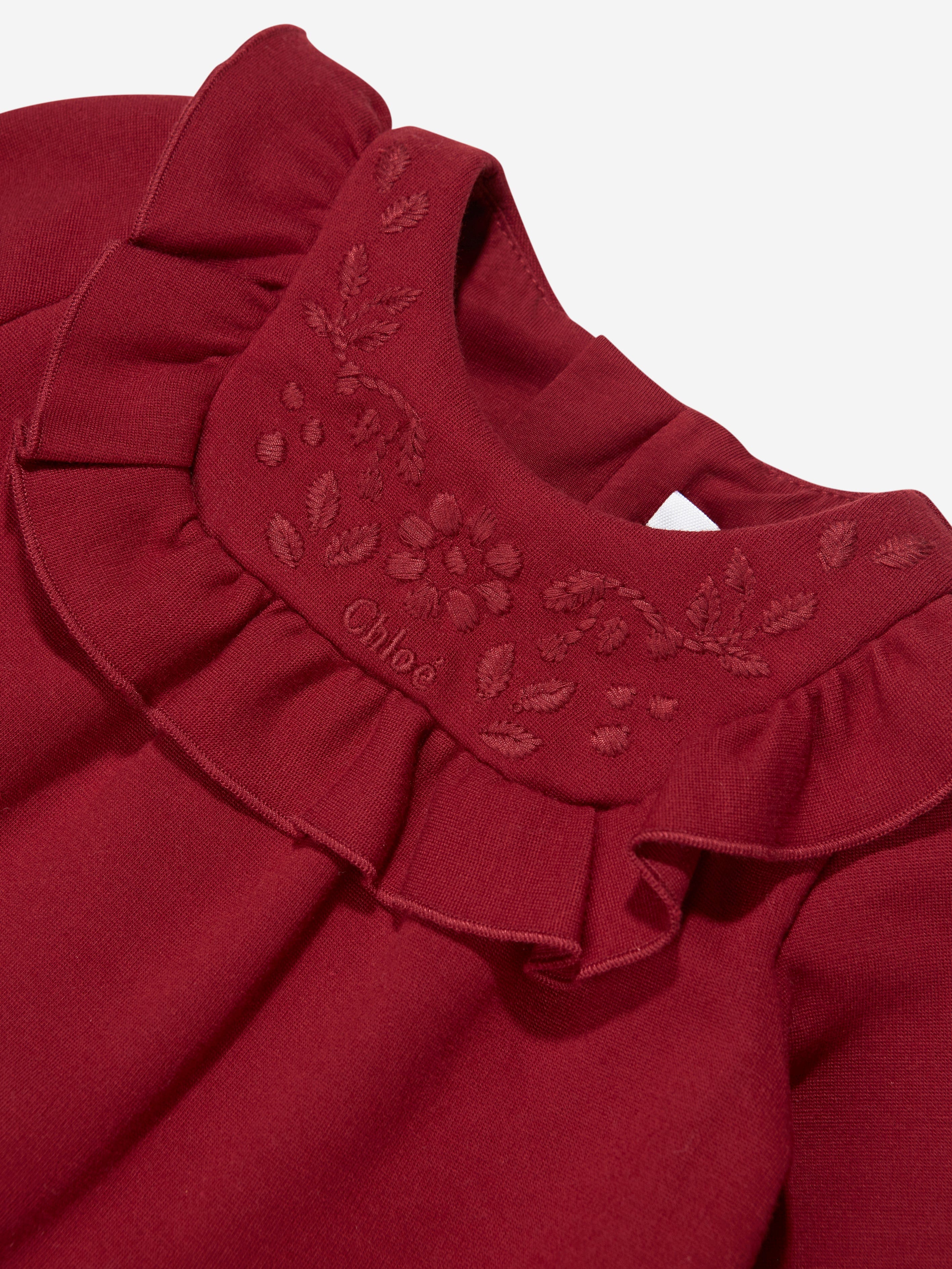 Chloé Baby Girls Ruffle Trim Dress in Red