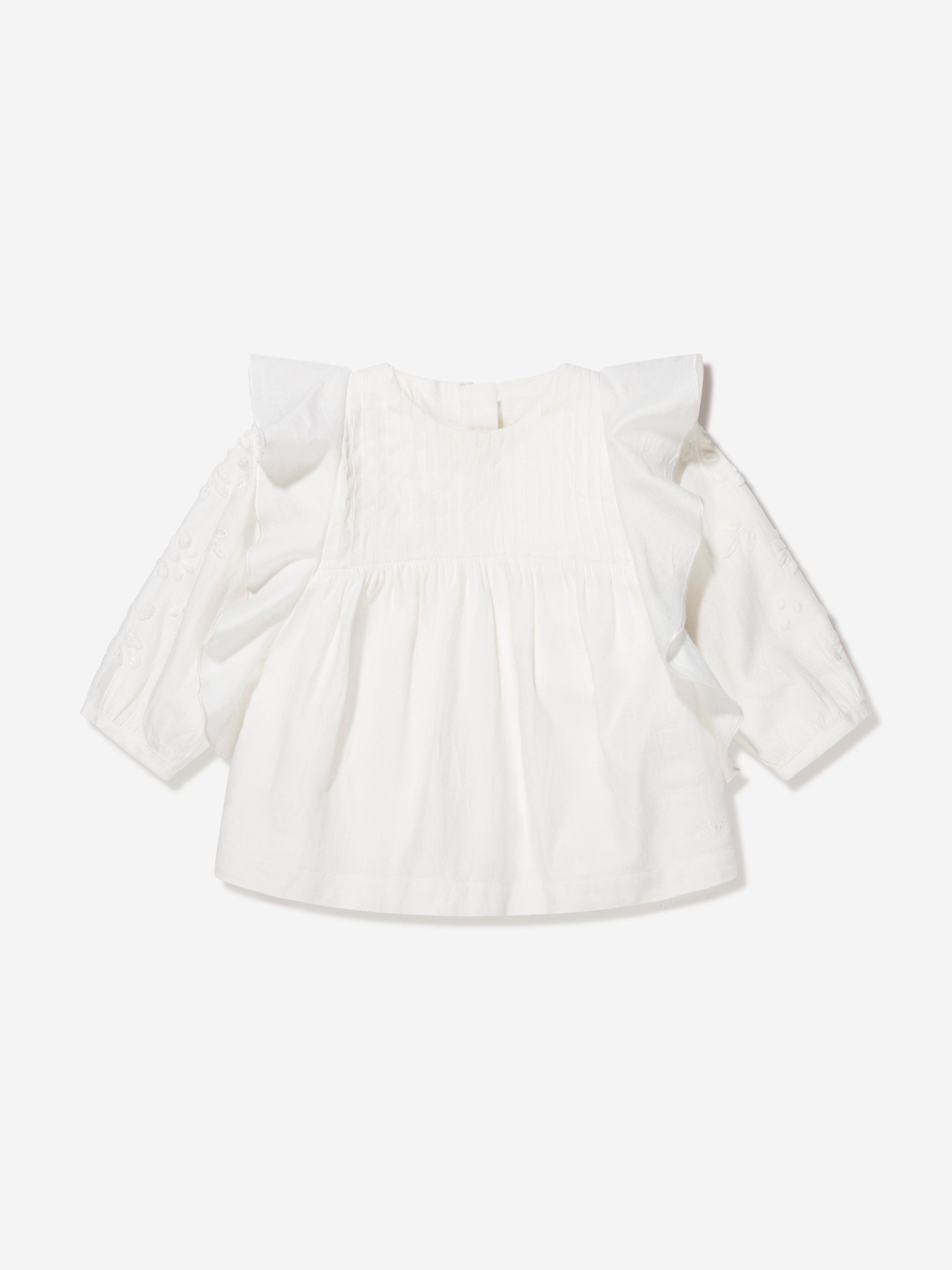 Chloé Baby Girls Organic Cotton Blouse in Ivory