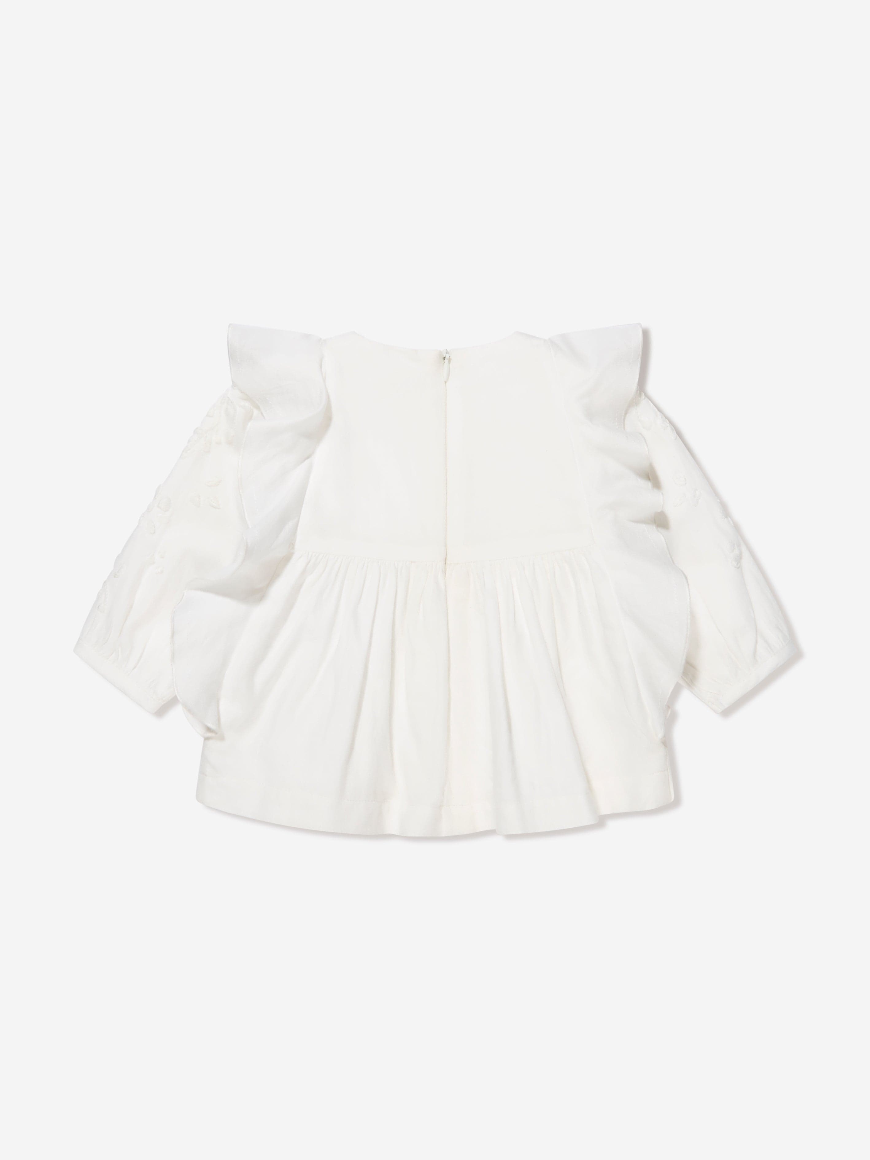 Chloé Baby Girls Organic Cotton Blouse in Ivory